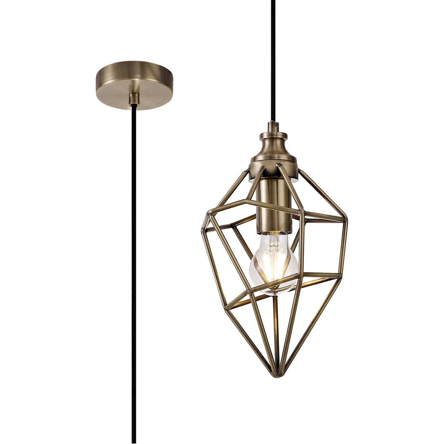 Lymm Small Pendant, 1 x E27, Antique Brass 2