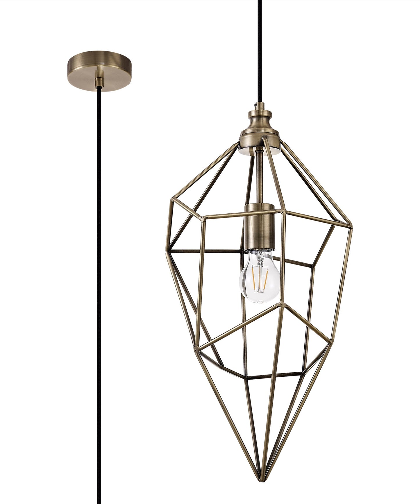 Lymm Large Pendant, 1 x E27, Antique Brass 2