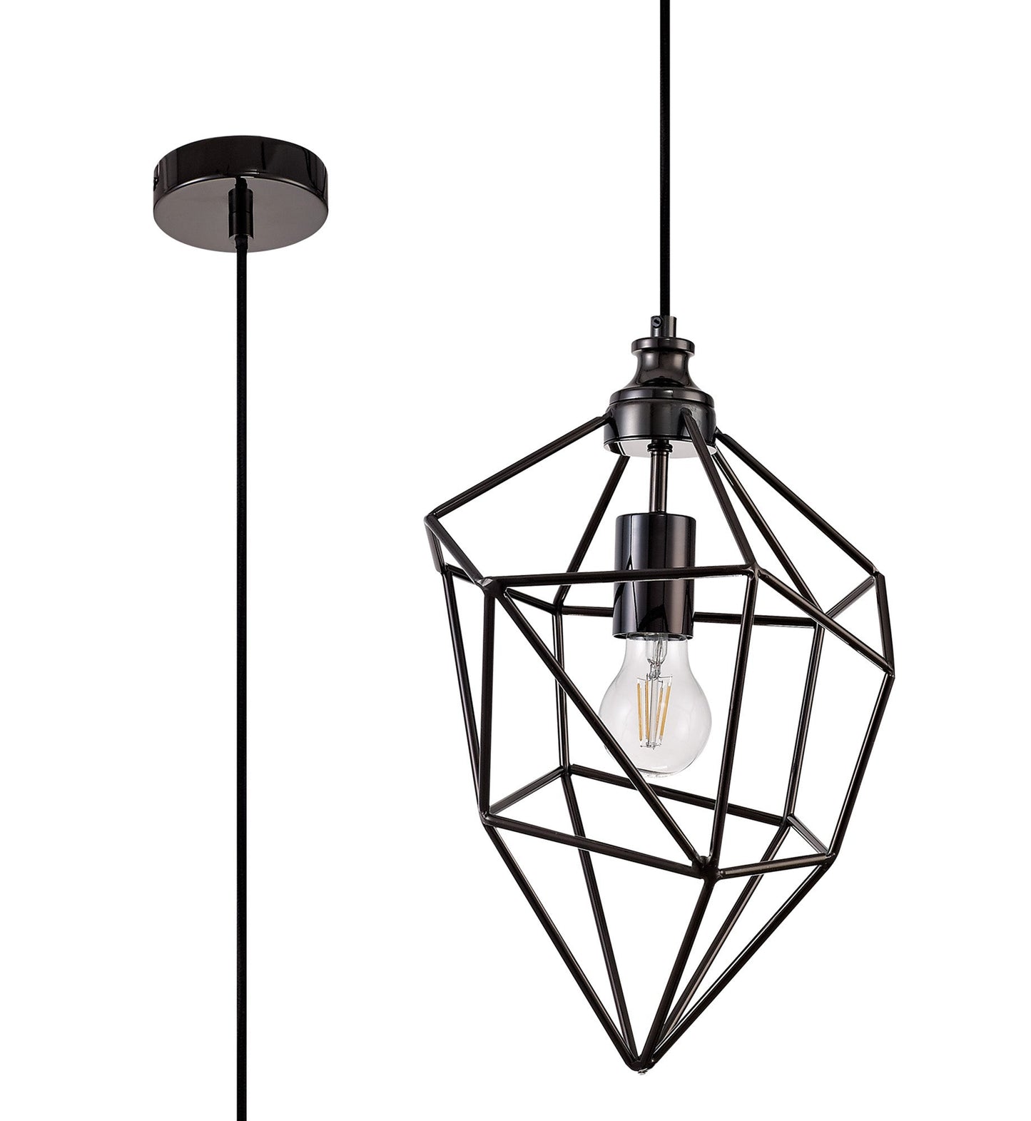 Lymm Medium Pendant, 1 x E27, Black Nickel 2
