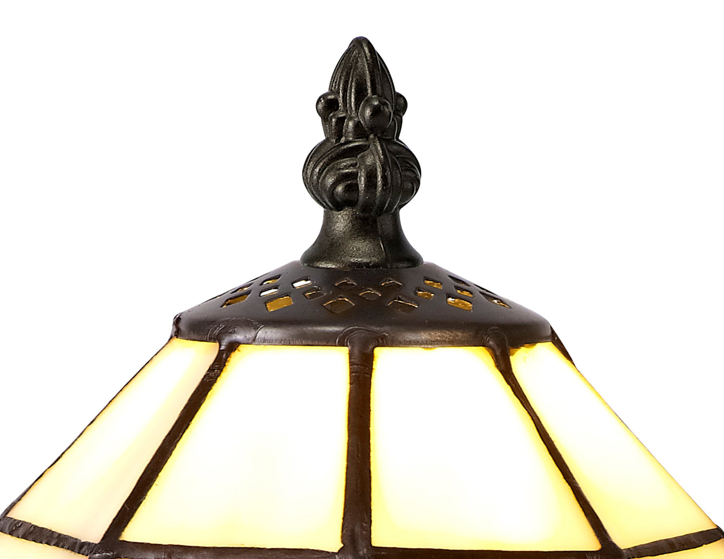 Marbury Tiffany Table Lamp, 1 x E14, Cream and Amber and Clear Crystal Shade