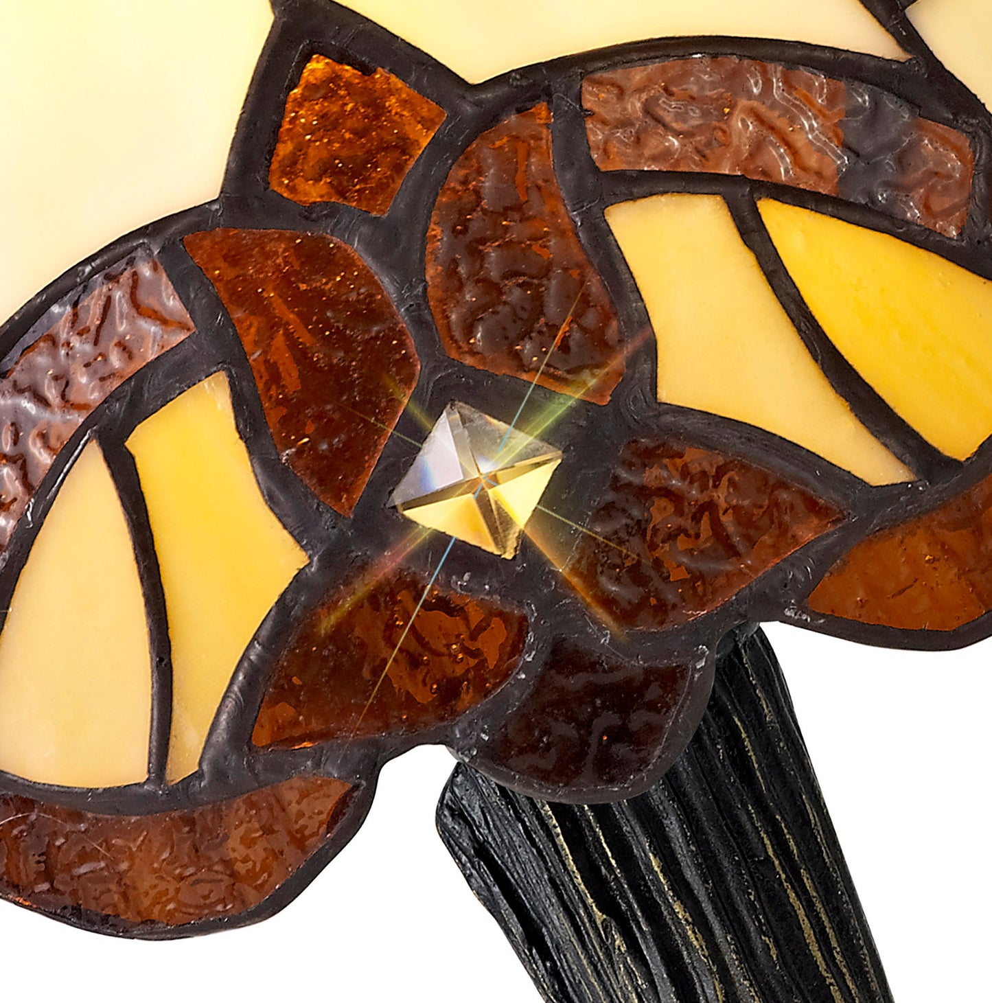 Marbury Tiffany Table Lamp, 1 x E14, Cream and Amber and Clear Crystal Shade