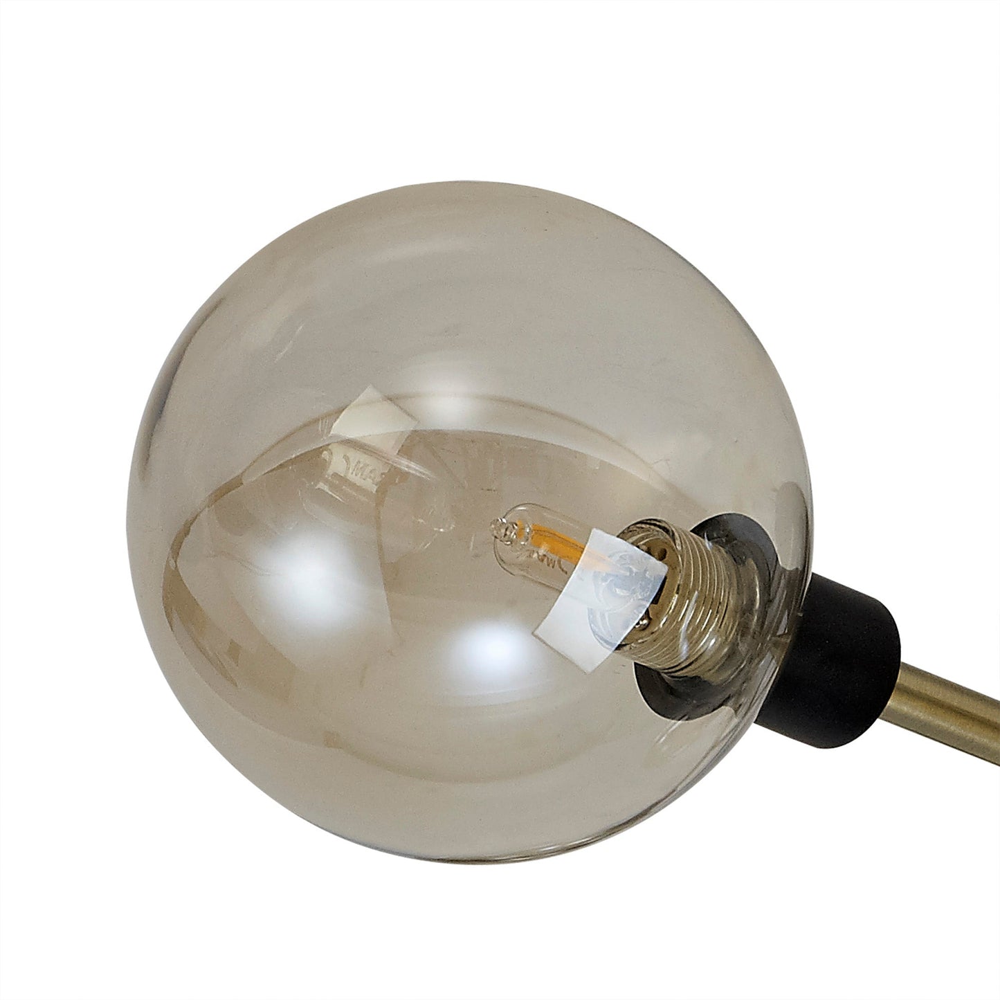 Marple Flush Ceiling, 9 Light G9, Matt Black and Antique Brass and Cognac Glass