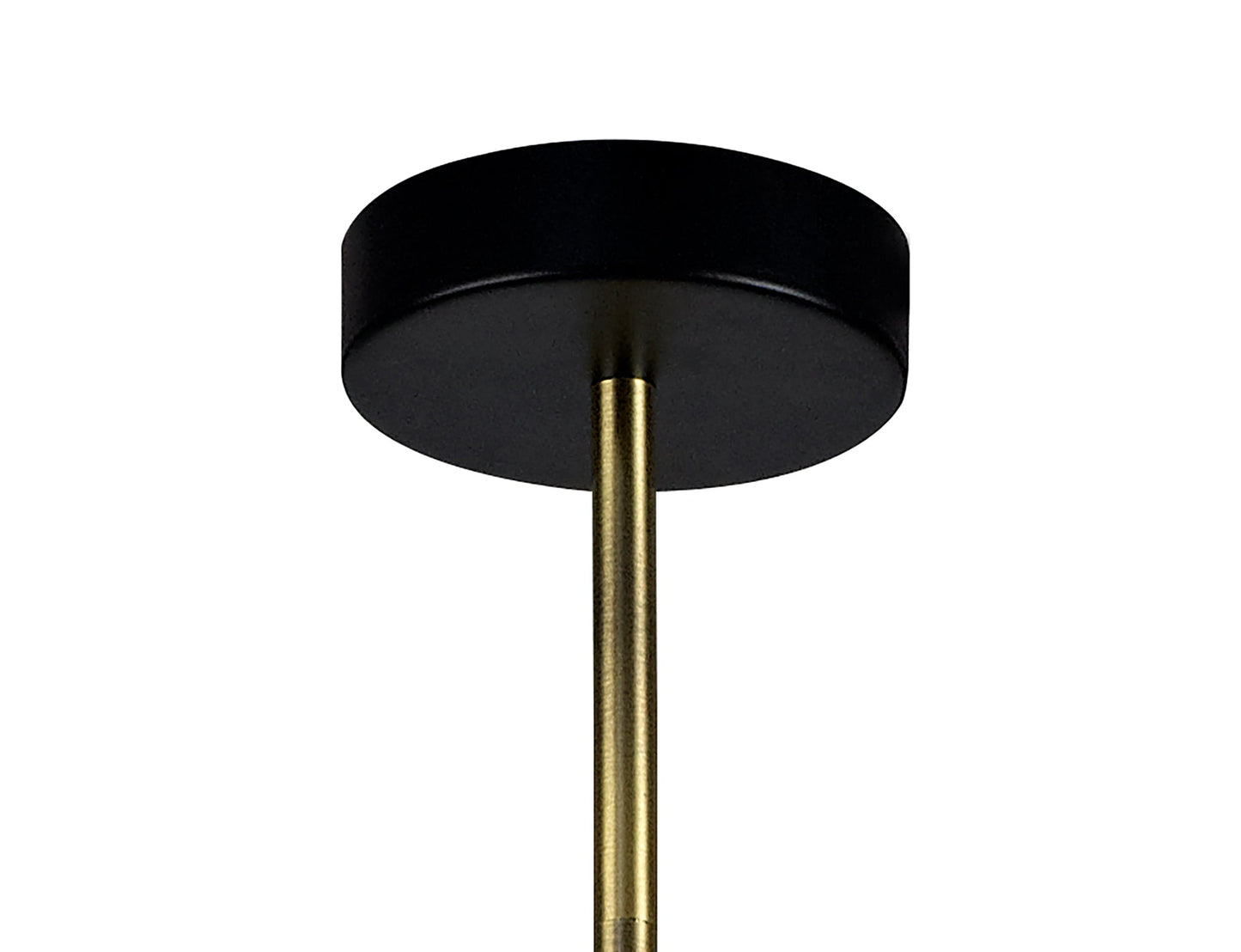 Marple Fixed Pendant, 12 Light G9, Matt Black and Antique Brass and Cognac Glass