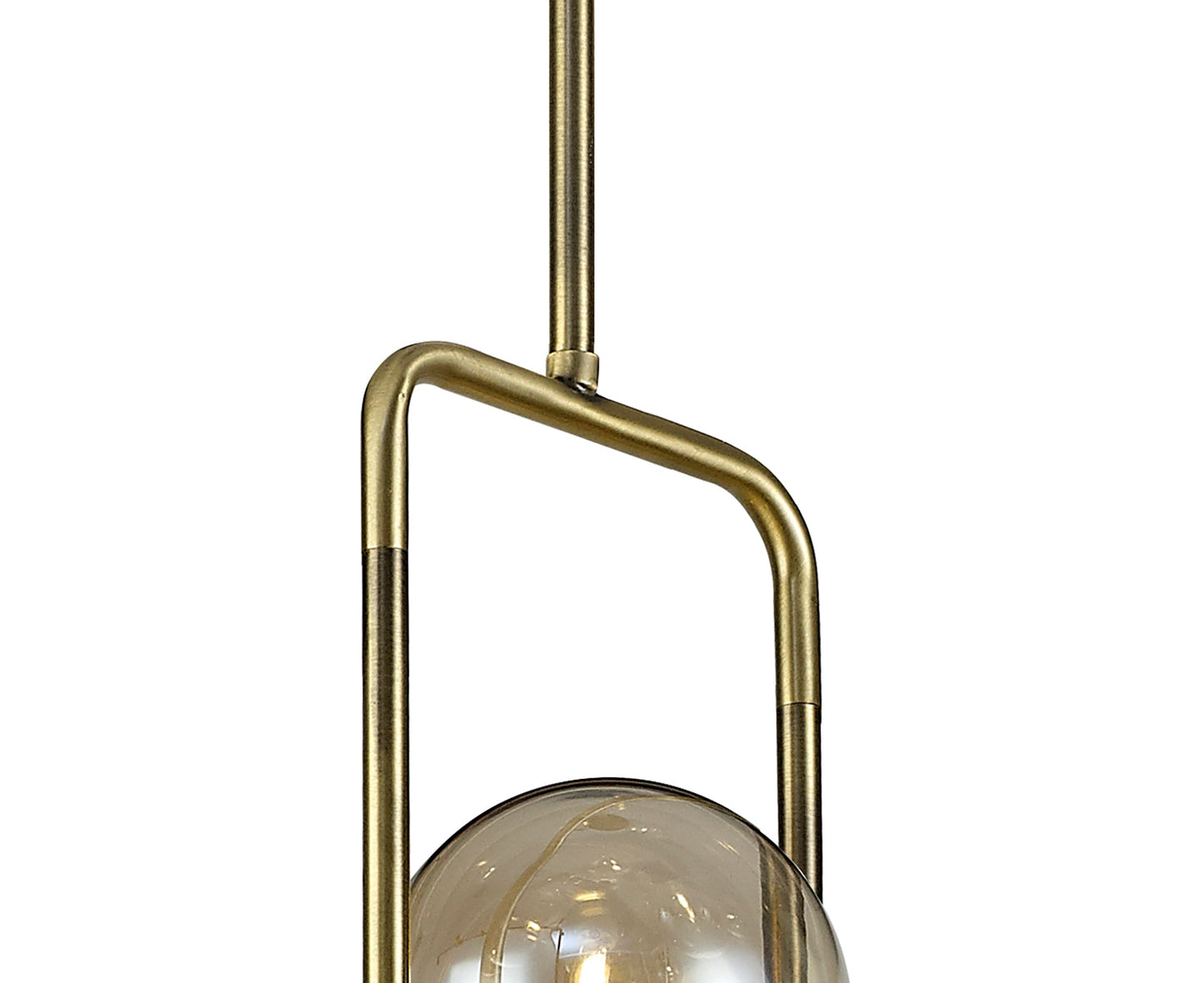 Marple Fixed Pendant, 12 Light G9, Matt Black and Antique Brass and Cognac Glass