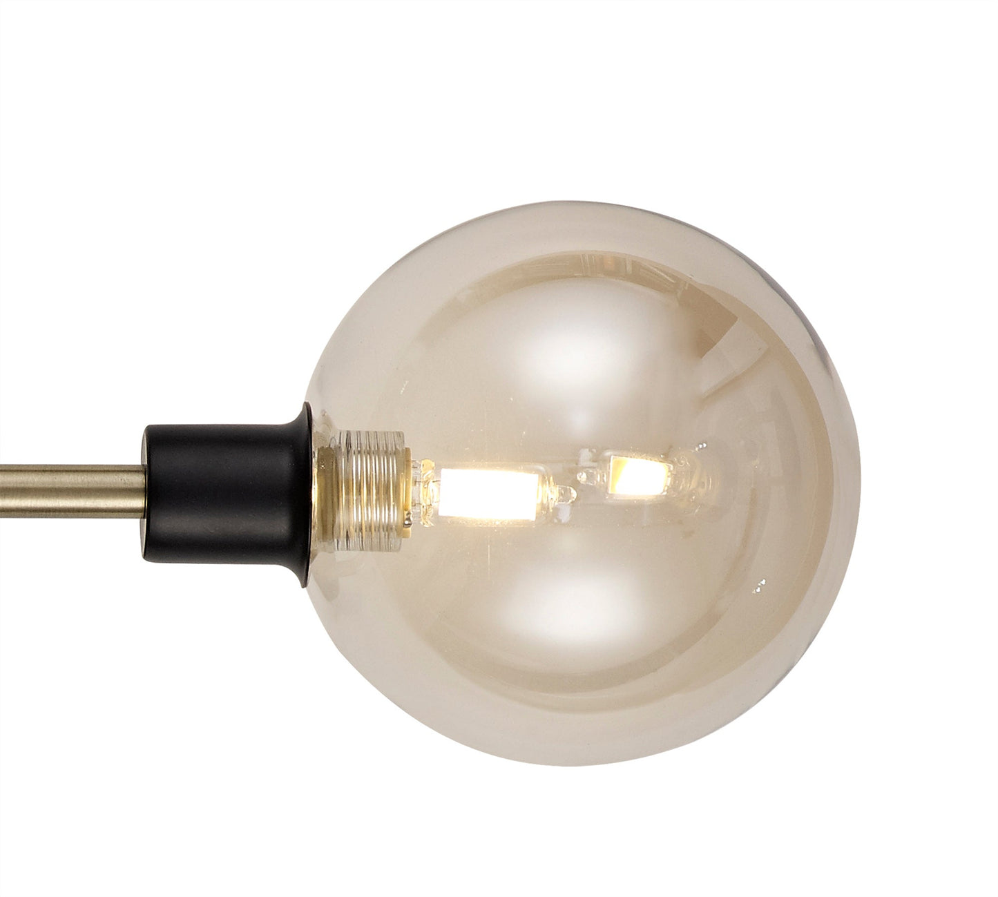Marple Wall Lamp, 2 Light G9, Matt Black and Antique Brass and Cognac Glass