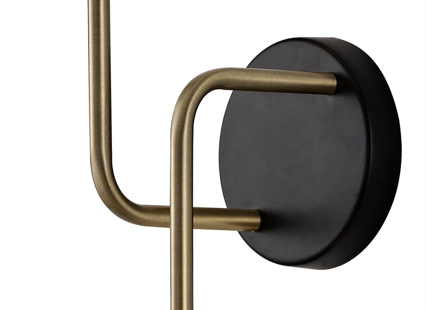 Marple Wall Lamp, 2 Light G9, Matt Black and Antique Brass and Cognac Glass