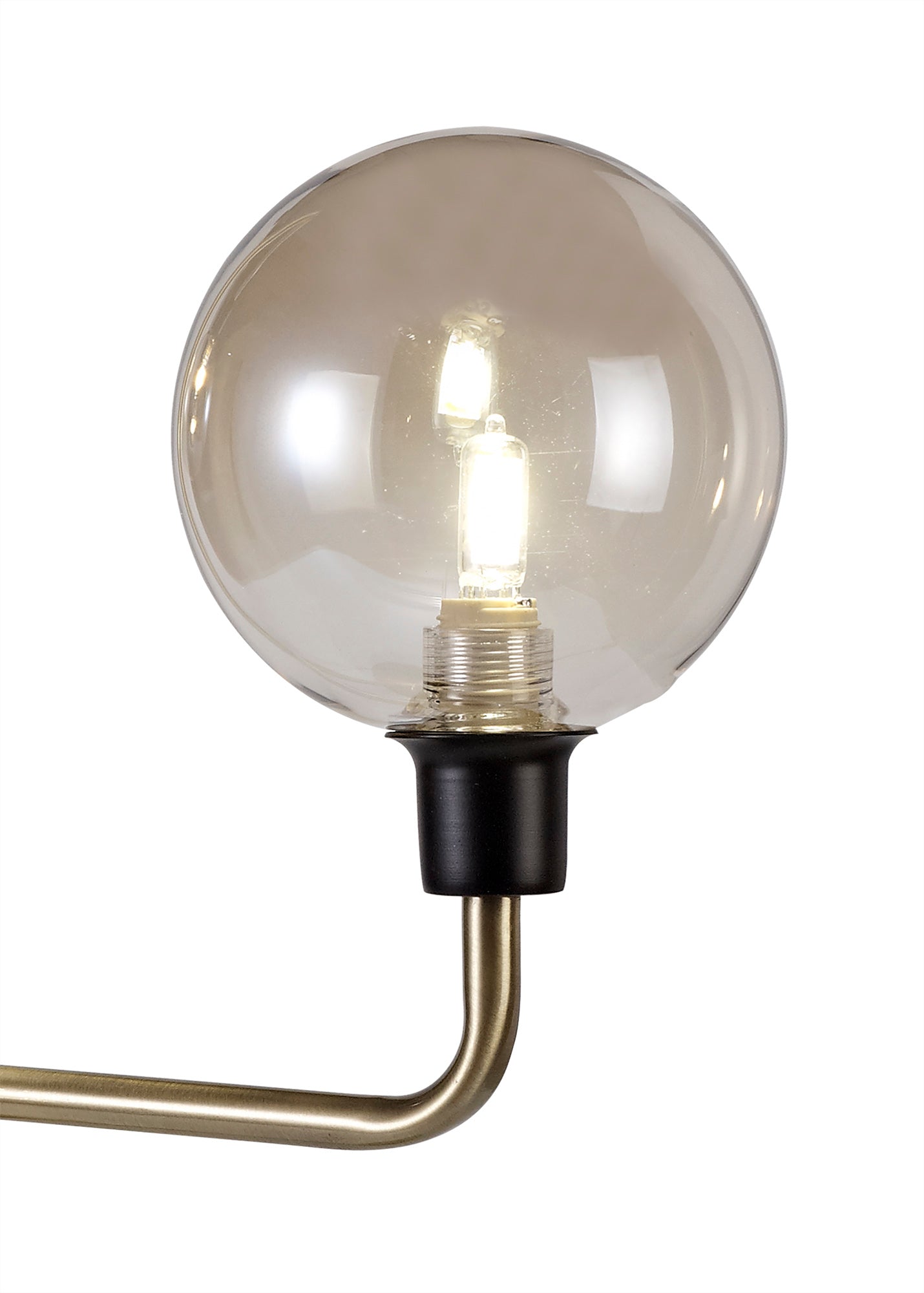 Marple Table Lamp, 2 Light G9, Matt Black and Antique Brass and Cognac Glass