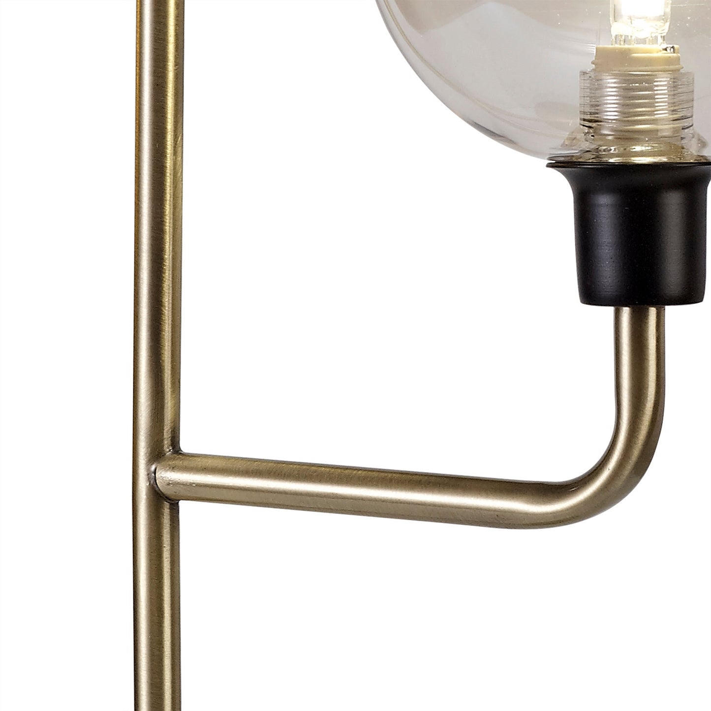 Marple Table Lamp, 2 Light G9, Matt Black and Antique Brass and Cognac Glass