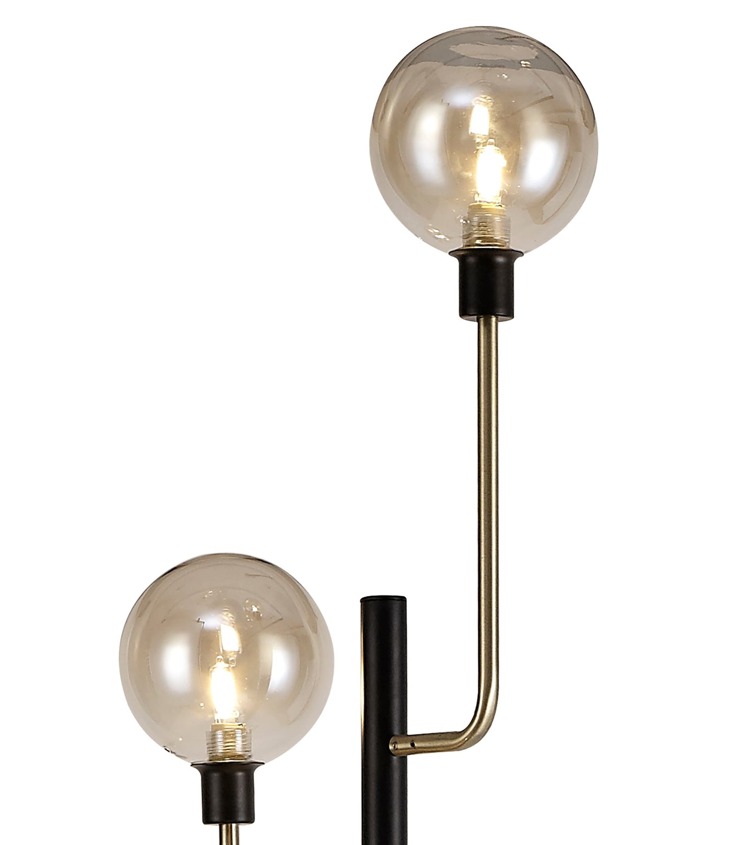 Marple Floor Lamp, 8 Light G9, Matt Black and Antique Brass and Cognac Glass