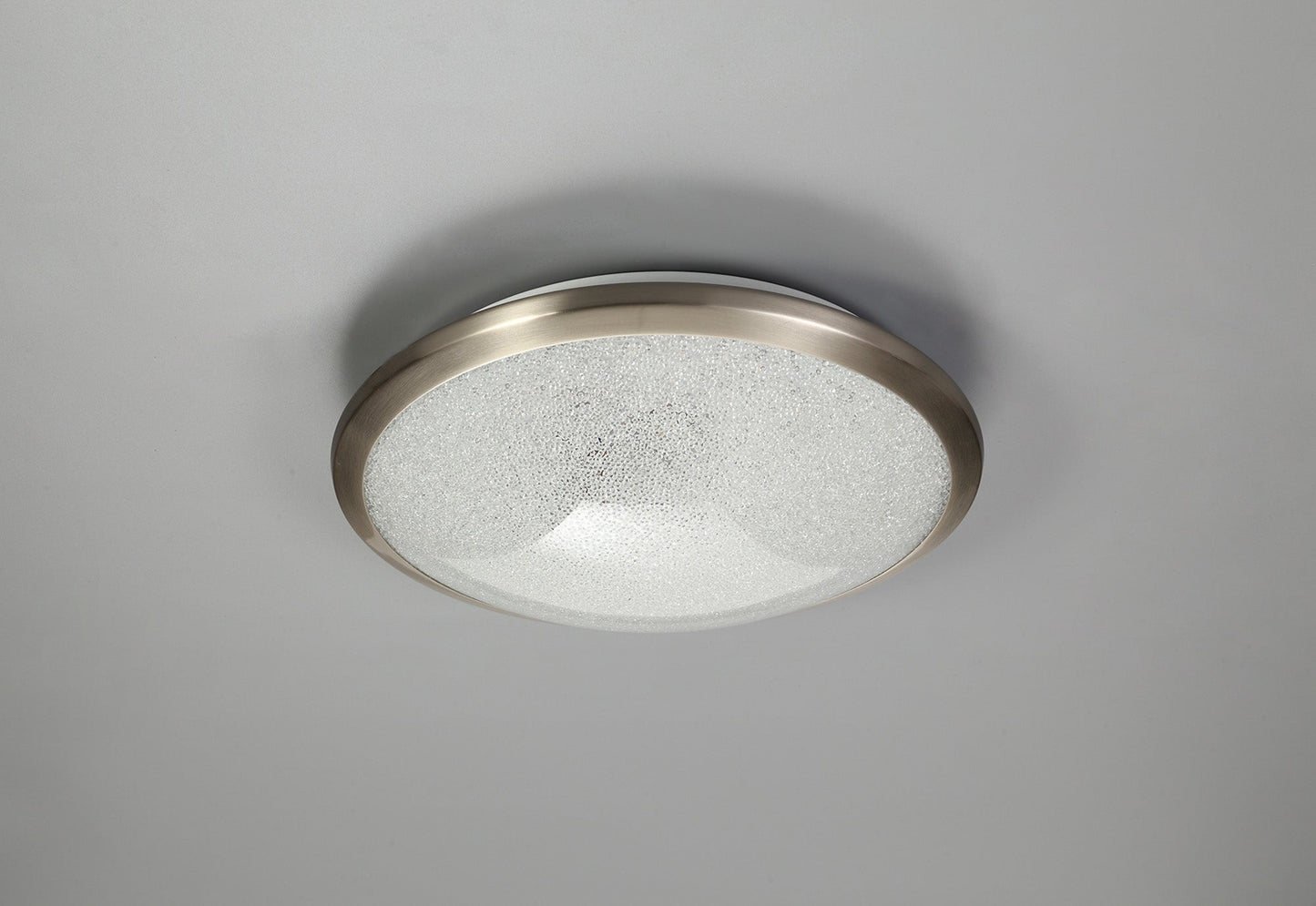 Massey Ceiling, 30cm 1 x 12W LED, 3000K, 750lm, IP44, Satin Nickel and Crystaline, 3yrs Warranty