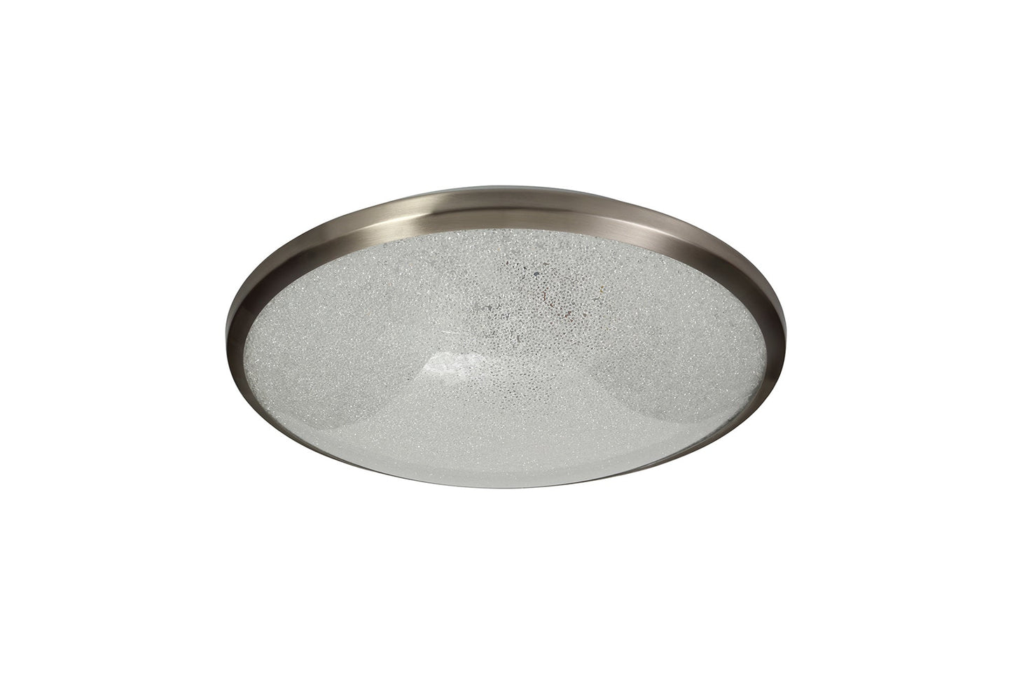 Massey Ceiling, 35cm 1 x 18W LED, 3000K, 1044lm, IP44, Satin Nickel and Crystaline, 3yrs Warranty