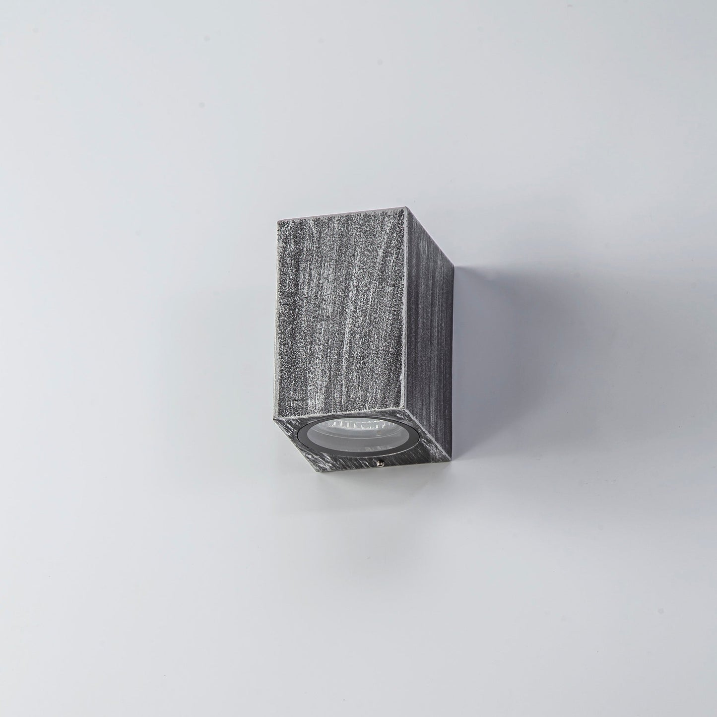 Mill Rectangle Wall Lamp, 1 x GU10, IP54, Black and Silver