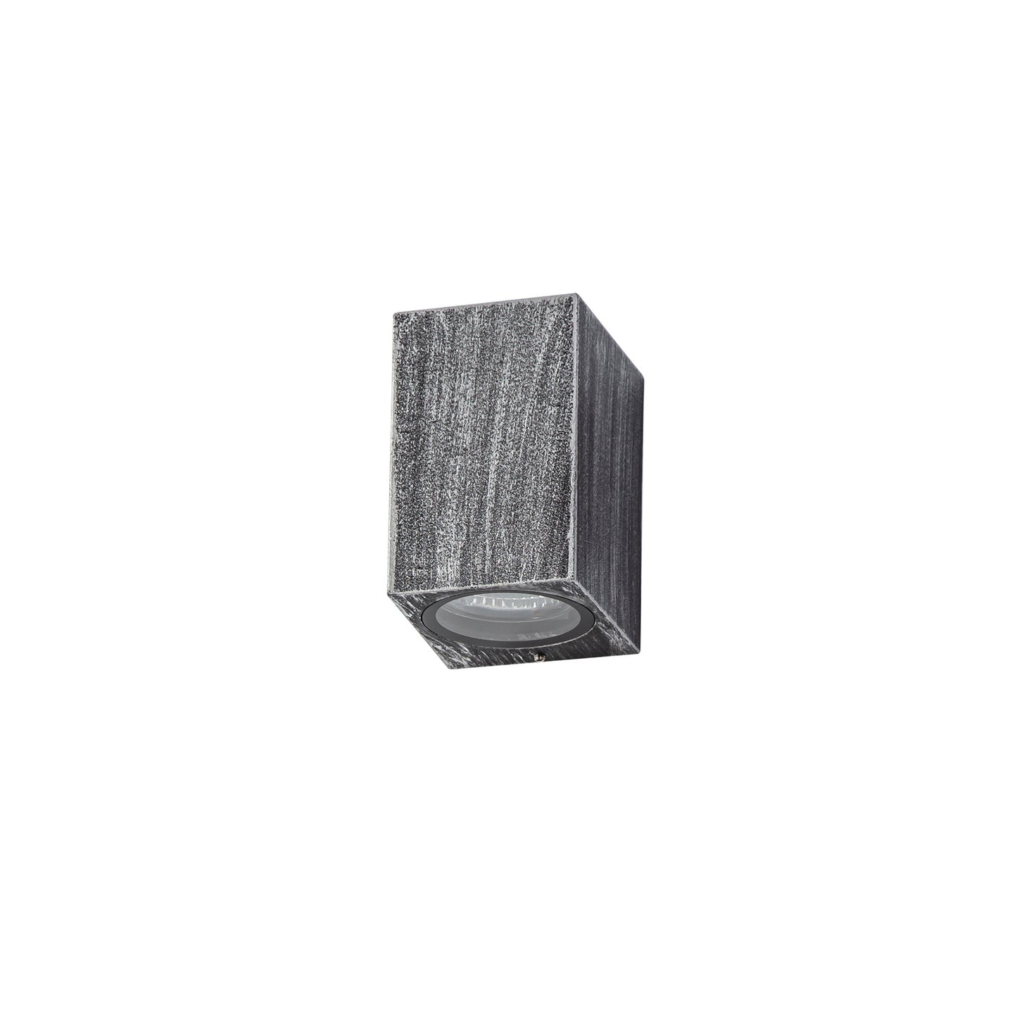 Mill Rectangle Wall Lamp, 1 x GU10, IP54, Black and Silver