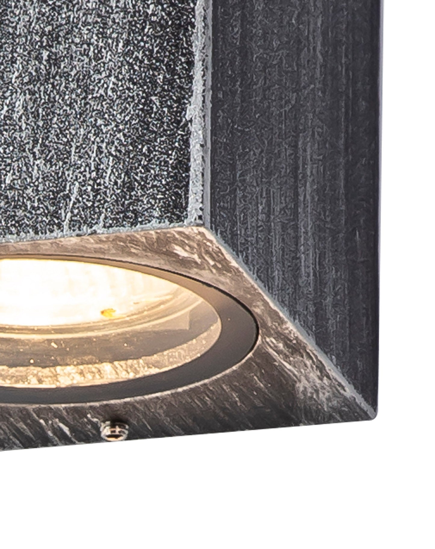 Mill Rectangle Wall Lamp, 1 x GU10, IP54, Black and Silver