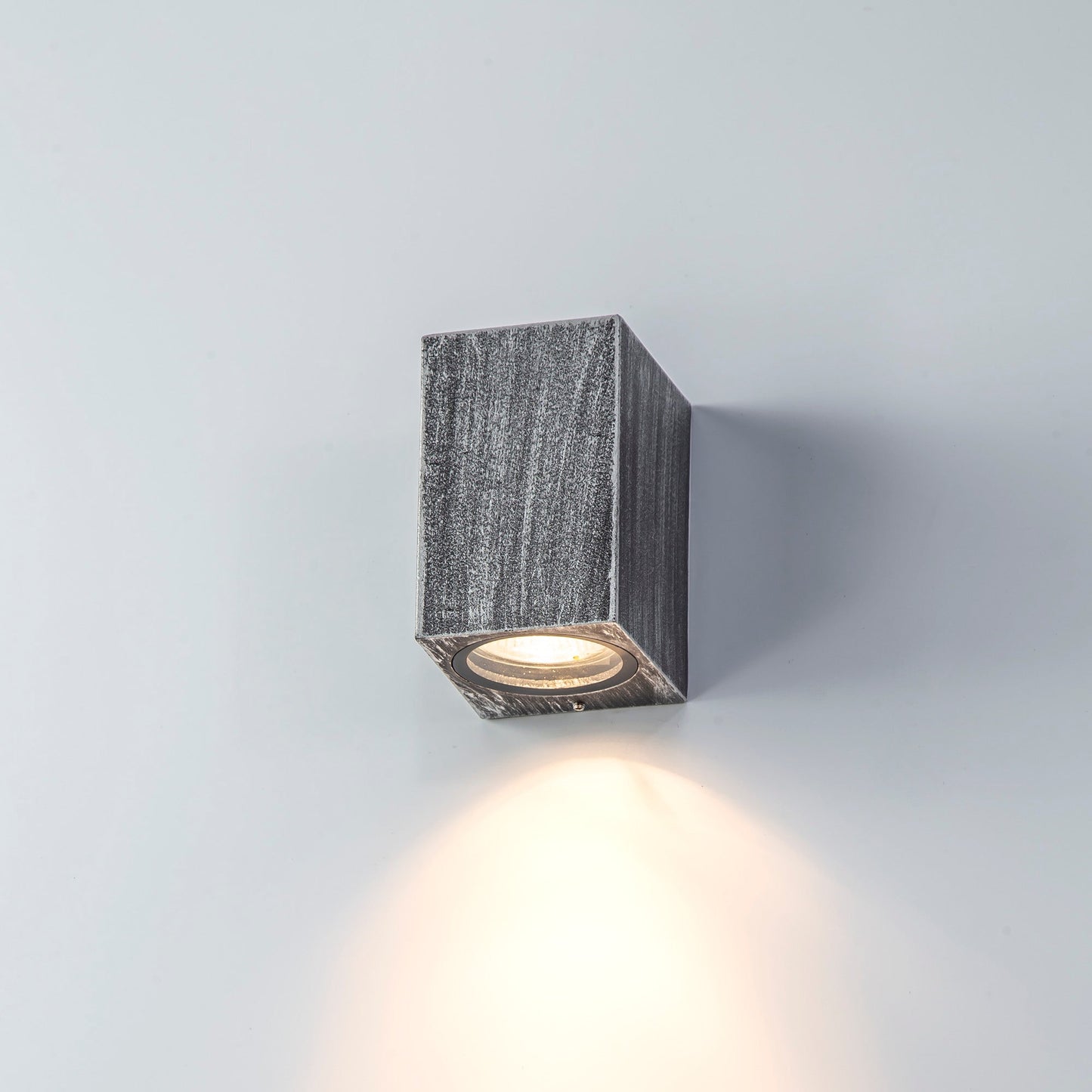 Mill Rectangle Wall Lamp, 1 x GU10, IP54, Black and Silver