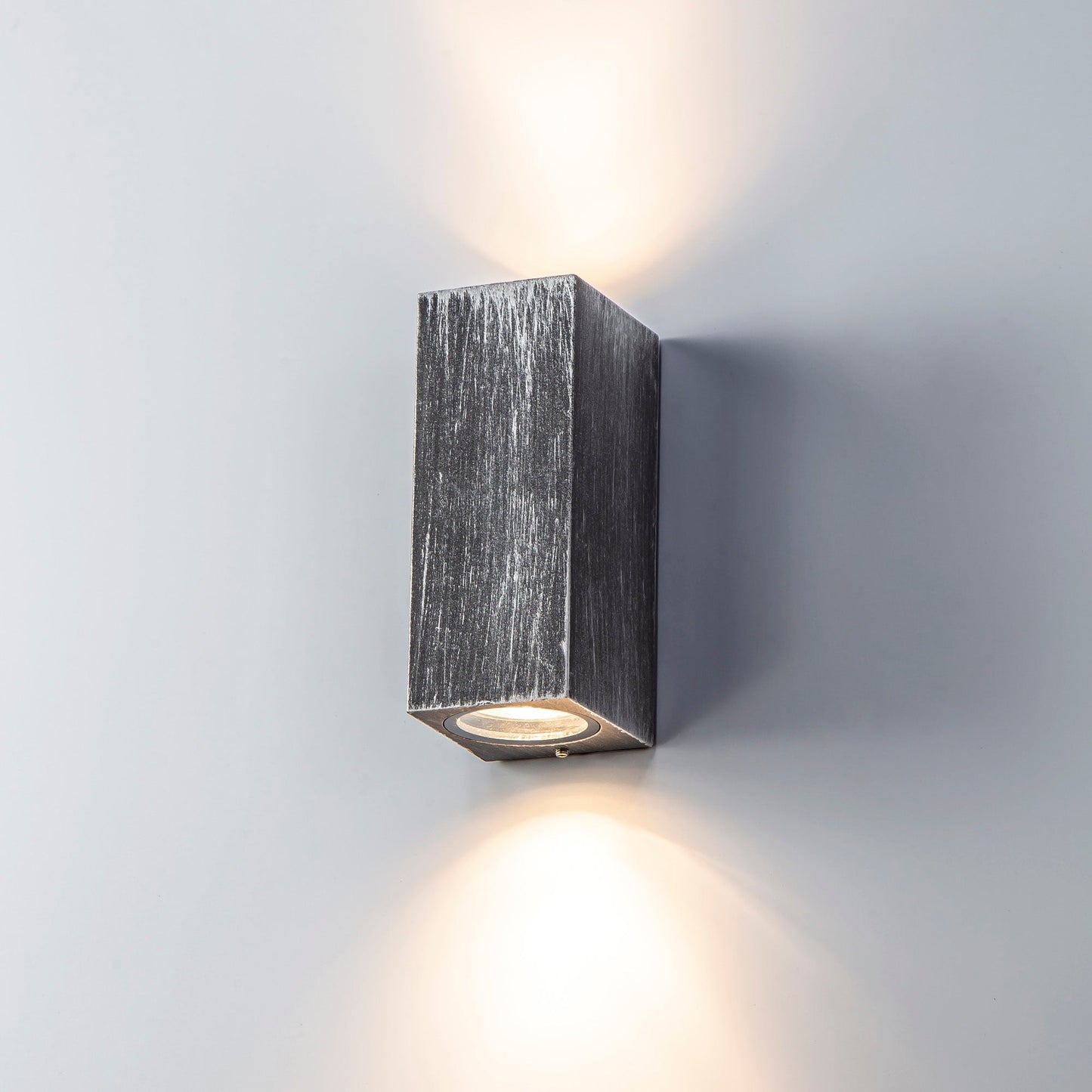 Mill Rectangle Wall Lamp, 2 x GU10, IP54, Black and Silver