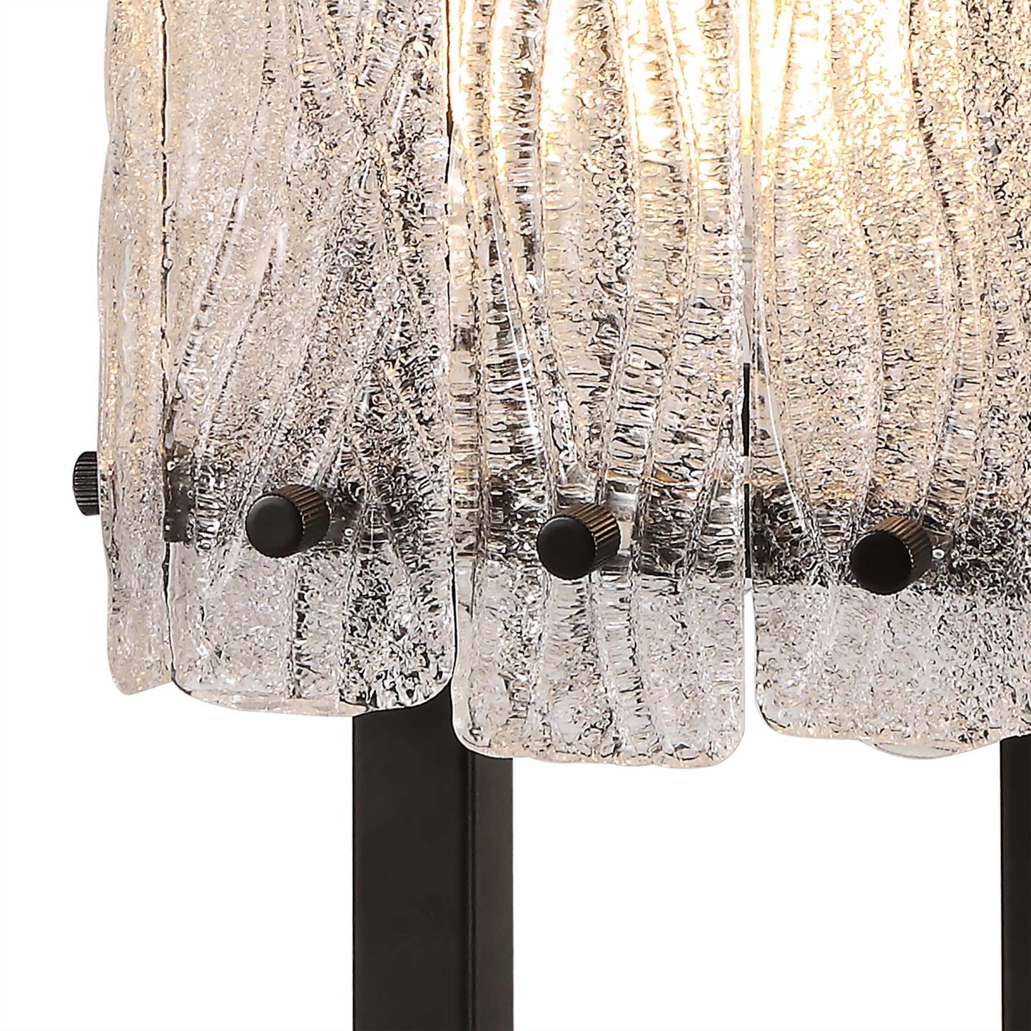 Mobberley Table Lamp, 1 Light E27, Matt Black and Crystal Sand Glass