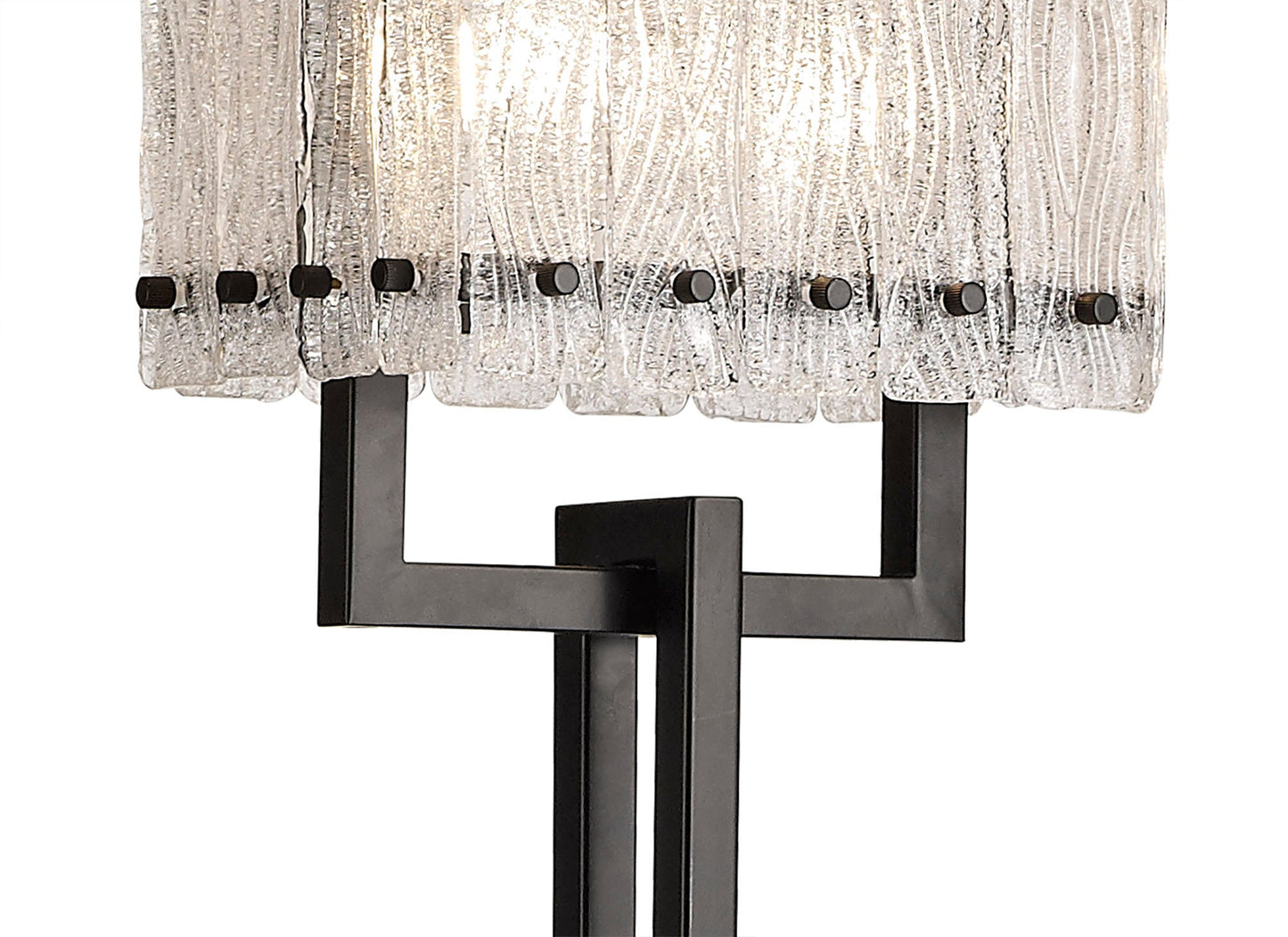 Mobberley Floor Lamp, 2 Light E27, Matt Black and Crystal Sand Glass