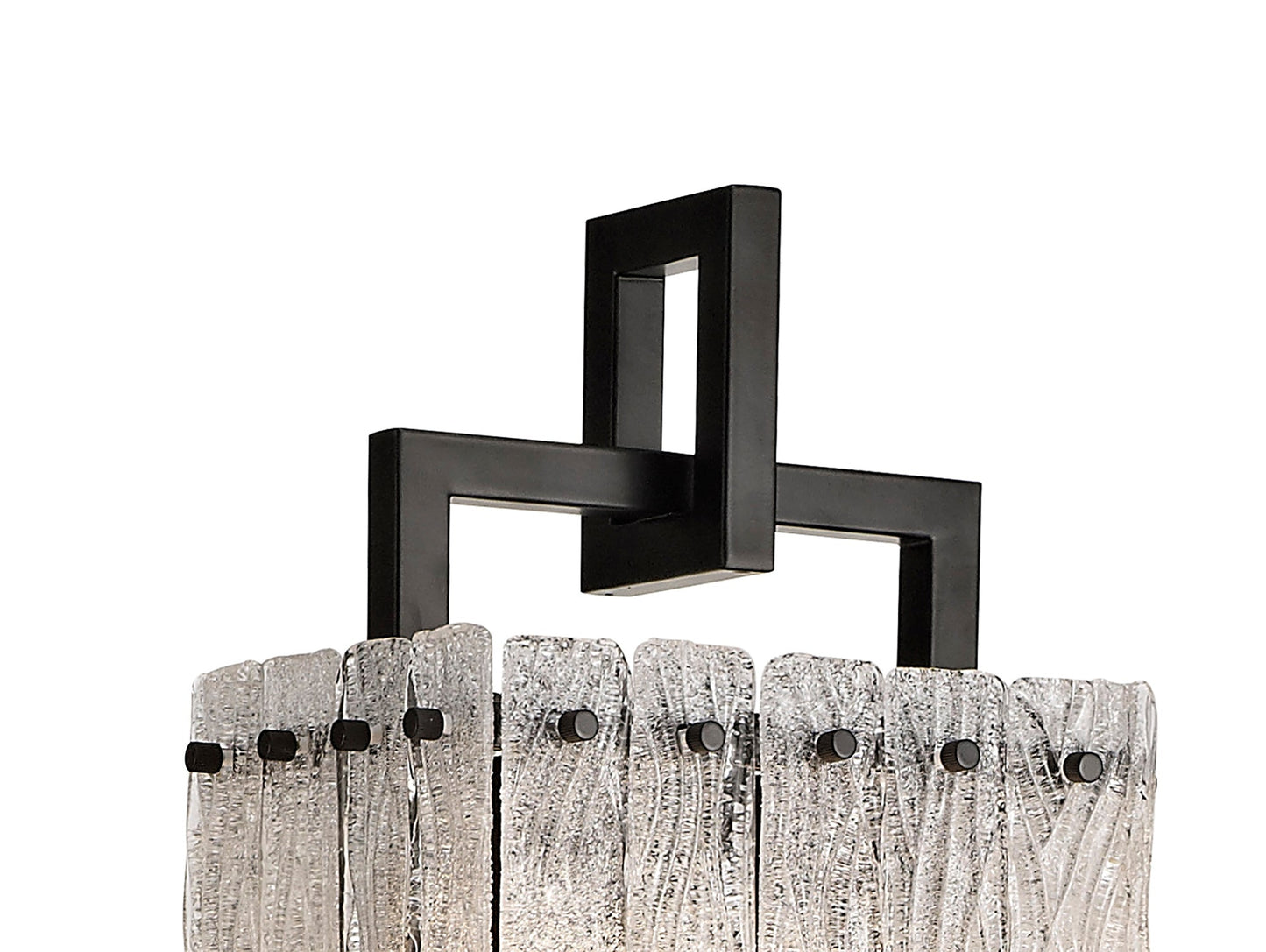 Mobberley Floor Lamp, 2 Light E27, Matt Black and Crystal Sand Glass