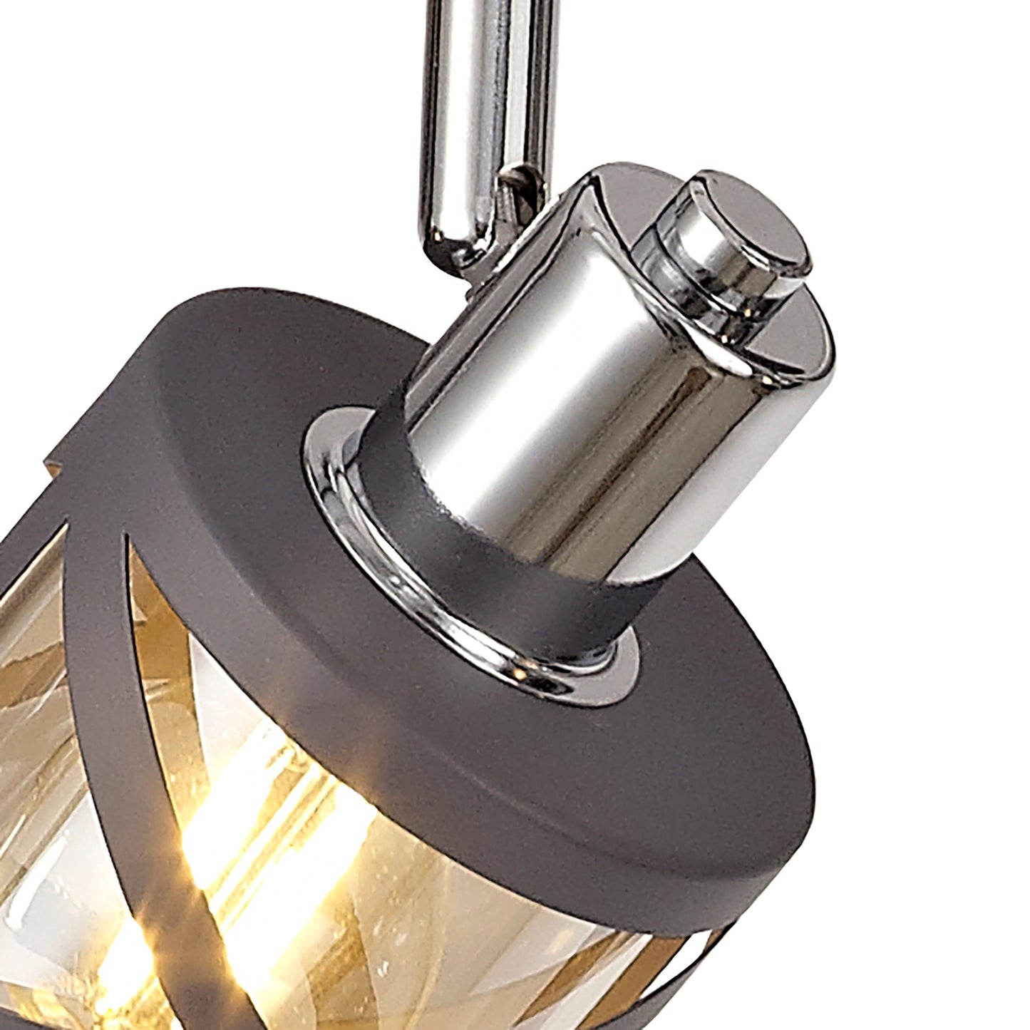 Mobbers 4 Linear Bar Light Spotlight E14, Matt Grey and Polished Chrome and Cognac