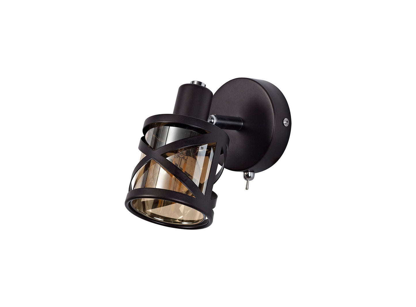 Mobbers 1 Light Switched Spotlight E14, Oiled Bronze and Polished Chrome and Amber