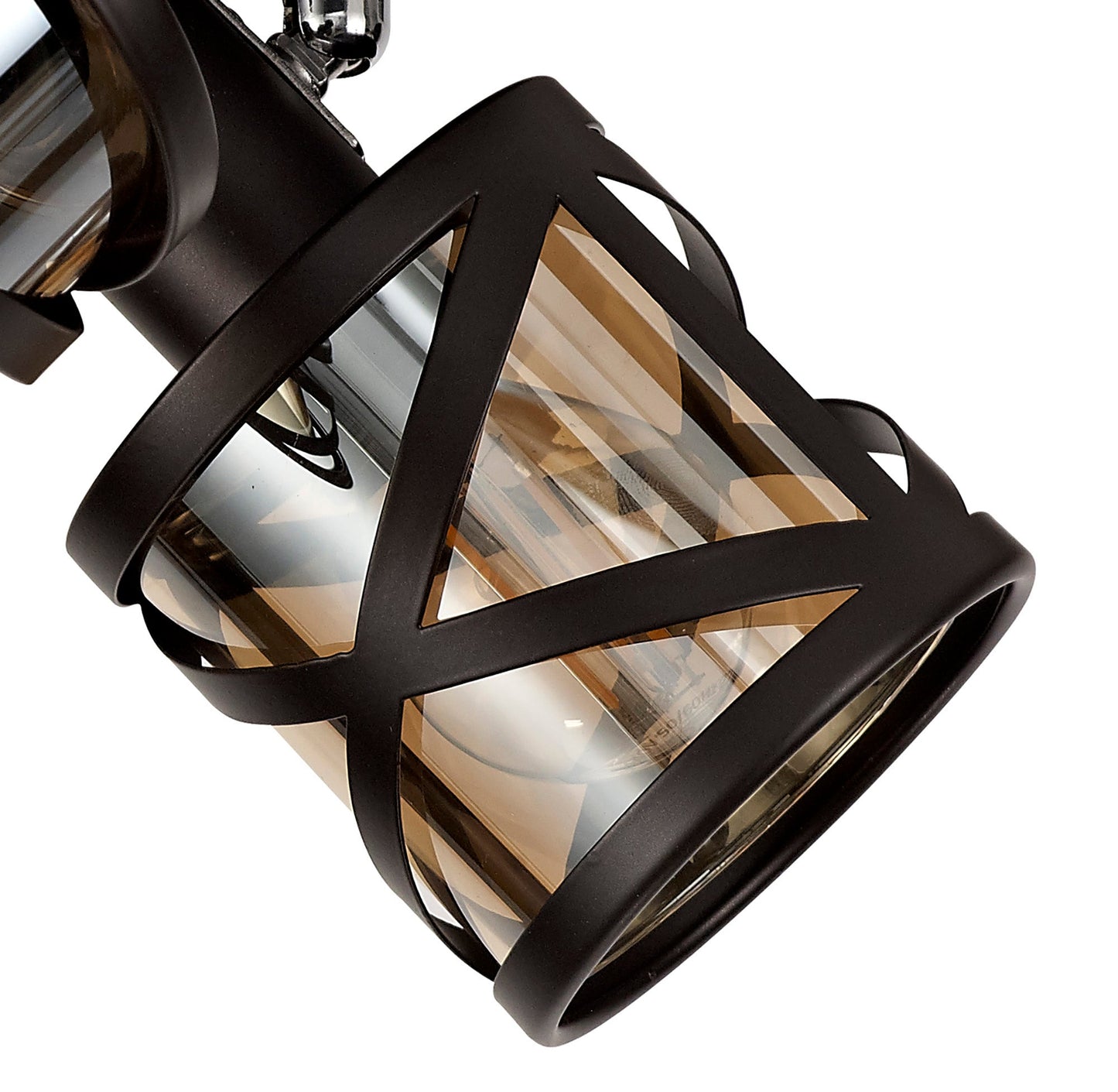 Mobbers 3 Light Round Spotlight E14, Oiled Bronze and Polished Chrome and Amber
