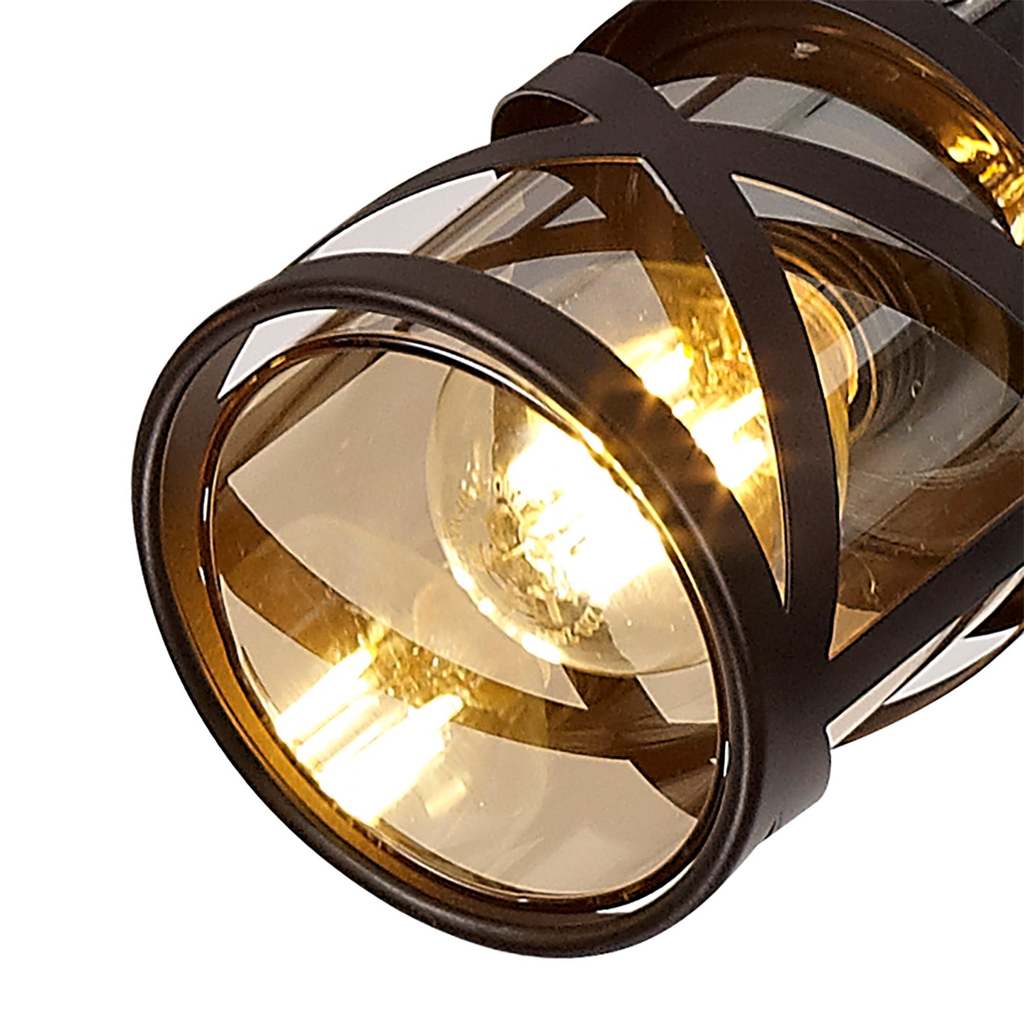 Mobbers 4 Light Linear Bar Spotlight E14, Oiled Bronze and Polished Chrome and Amber