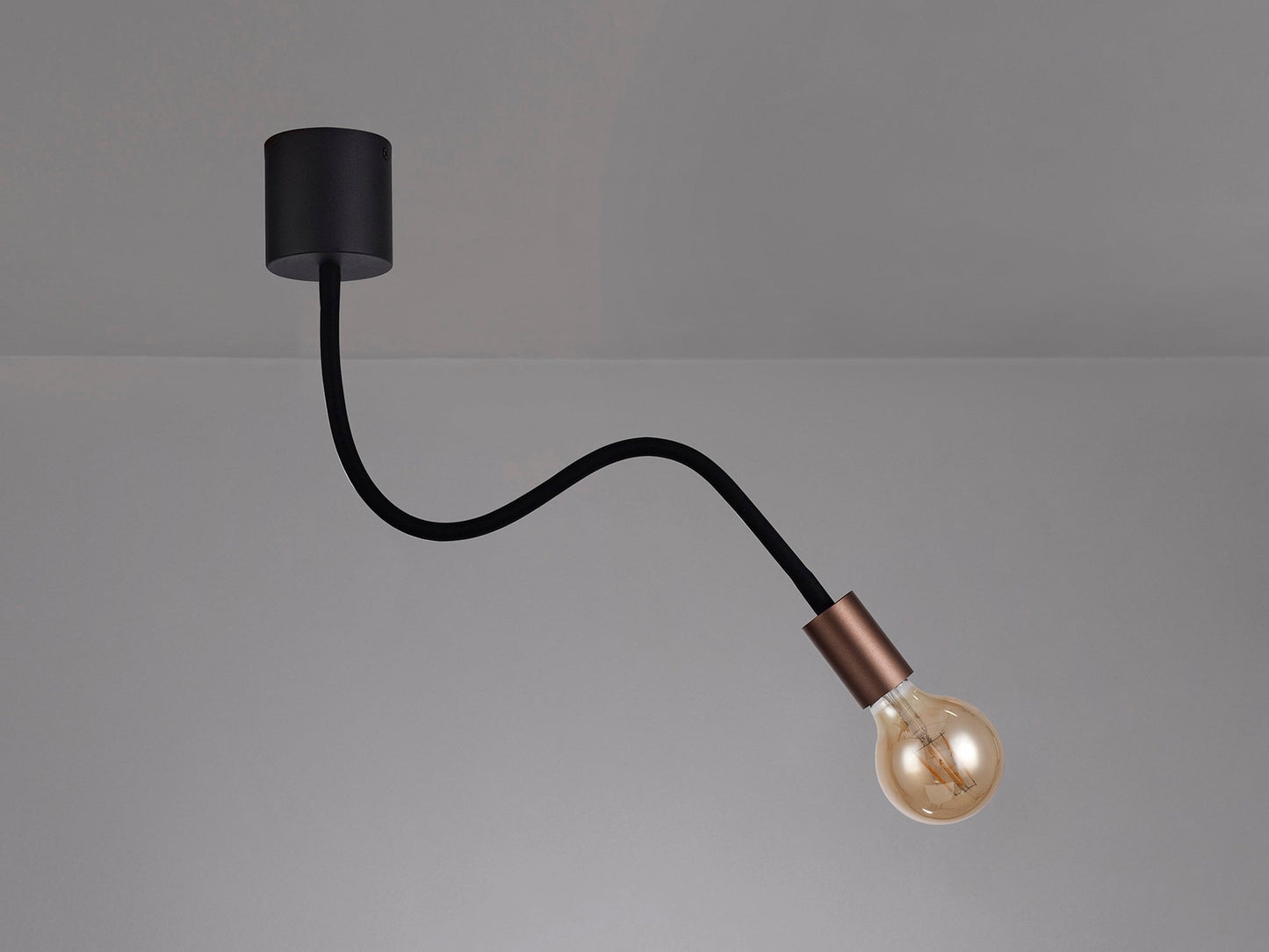 Moss Flexible Ceiling 1 Light E27, Satin Black and Brushed Copper