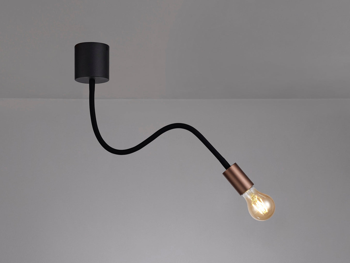 Moss Flexible Ceiling 1 Light E27, Satin Black and Brushed Copper