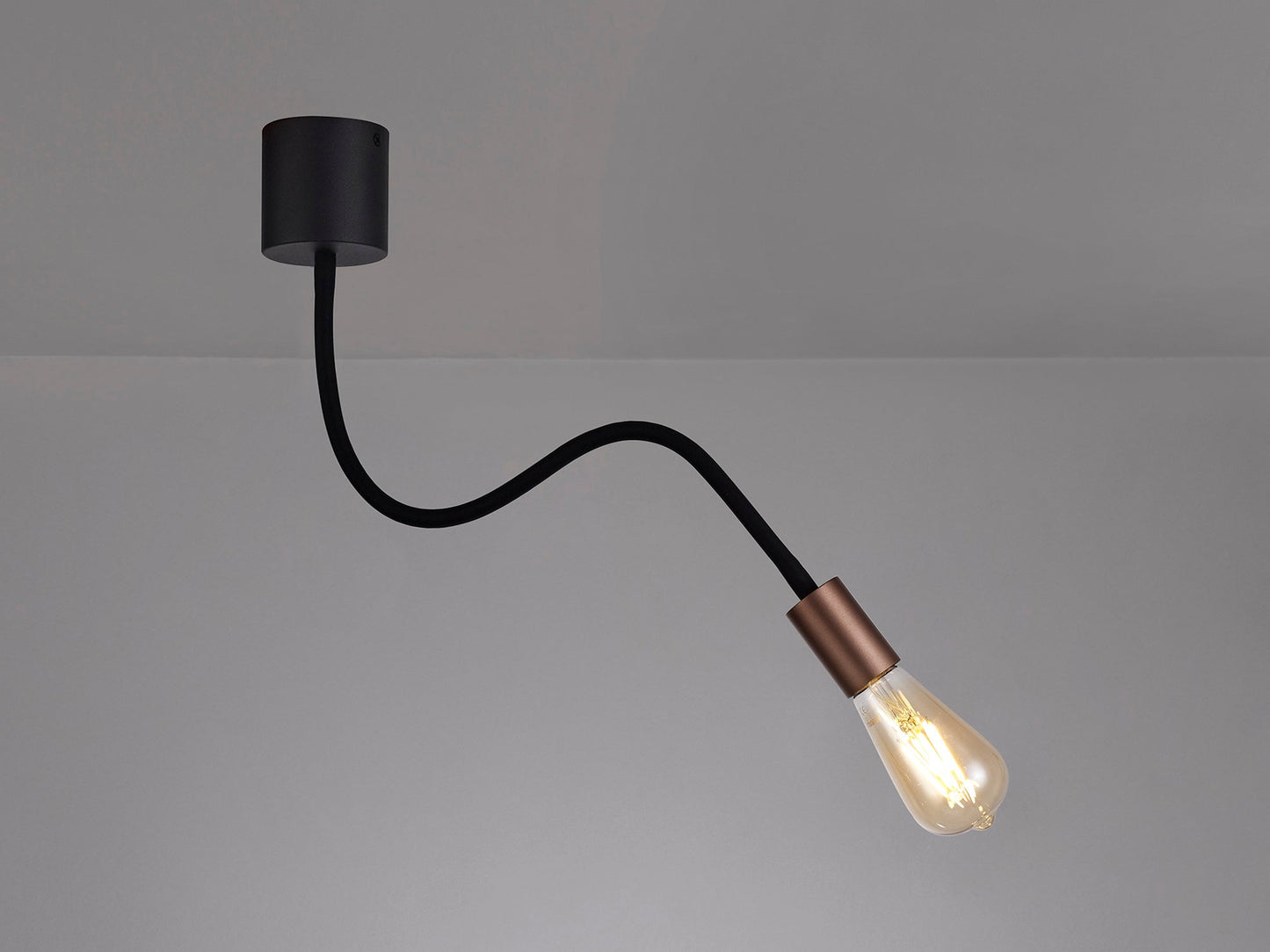 Moss Flexible Ceiling 1 Light E27, Satin Black and Brushed Copper