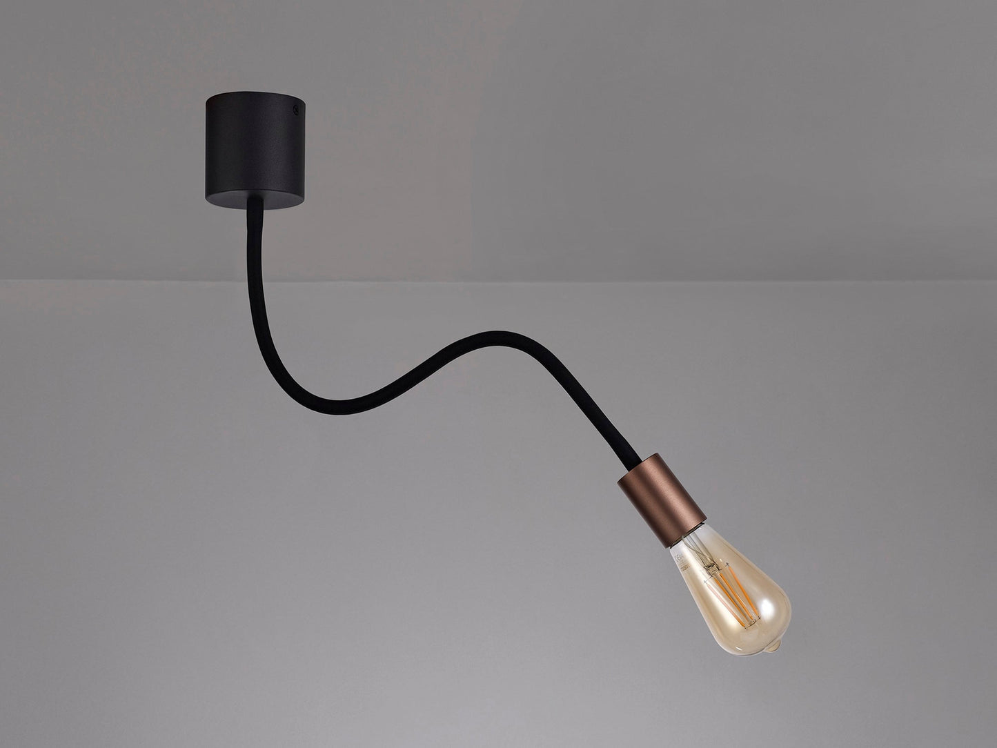 Moss Flexible Ceiling 1 Light E27, Satin Black and Brushed Copper