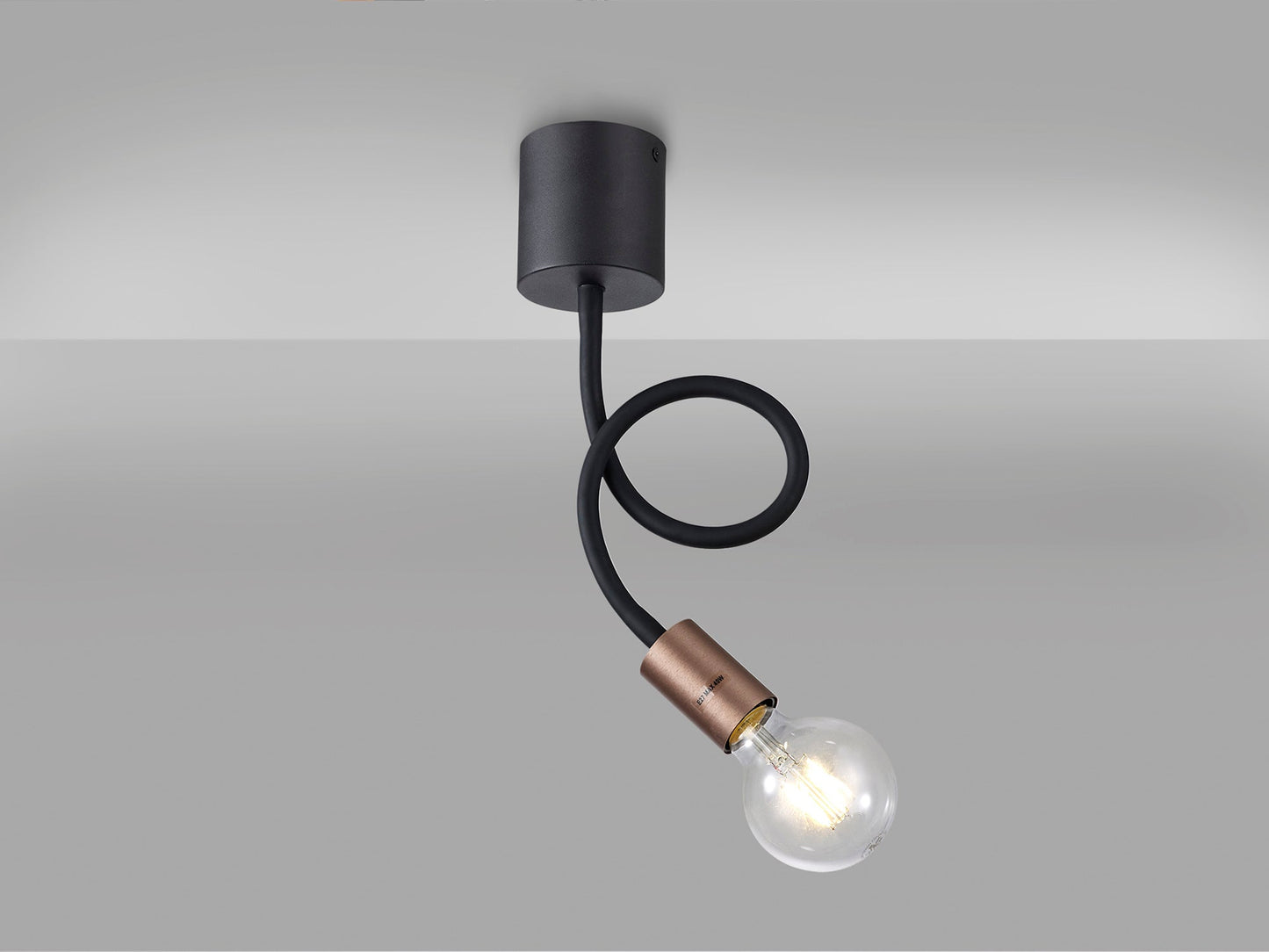 Moss Flexible Ceiling 1 Light E27, Satin Black and Brushed Copper