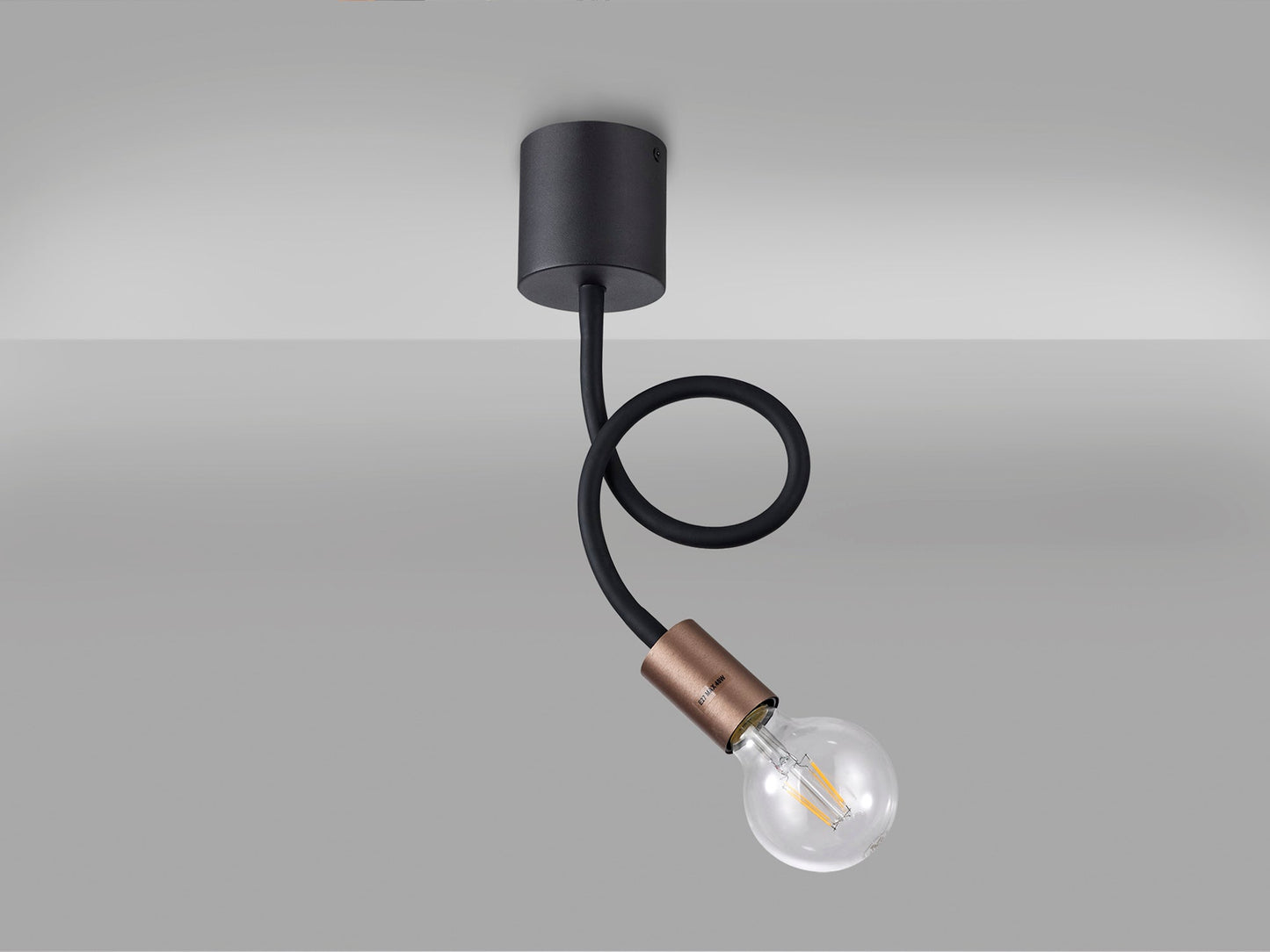 Moss Flexible Ceiling 1 Light E27, Satin Black and Brushed Copper