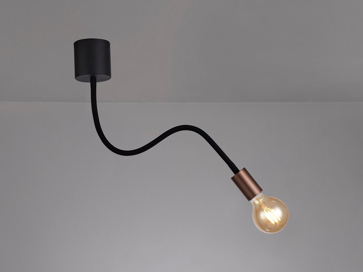 Moss Flexible Ceiling 1 Light E27, Satin Black and Brushed Copper