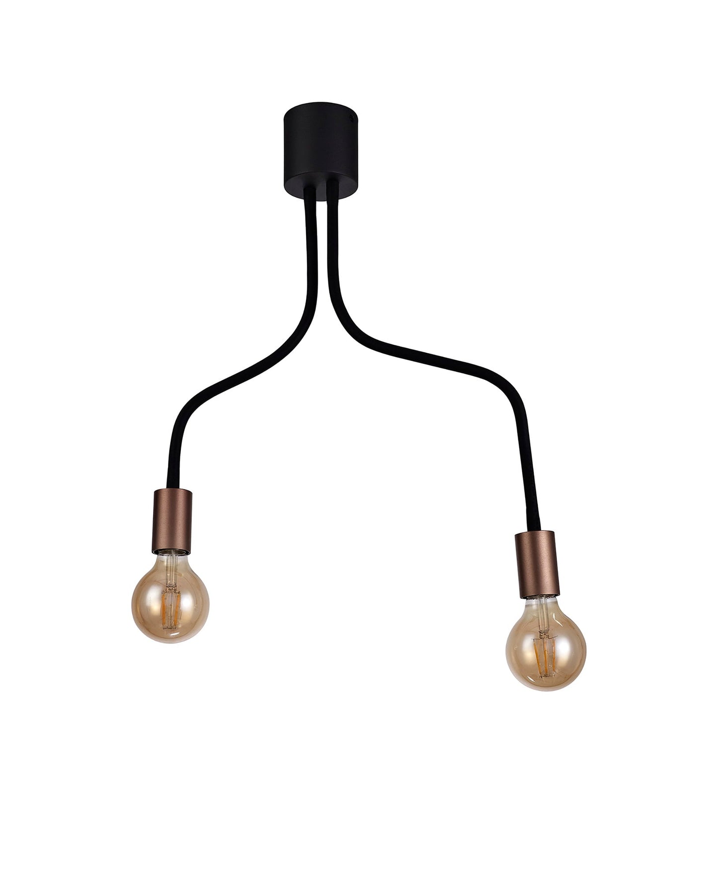Moss Flexible Ceiling 2 Light E27, Satin Black and Brushed Copper