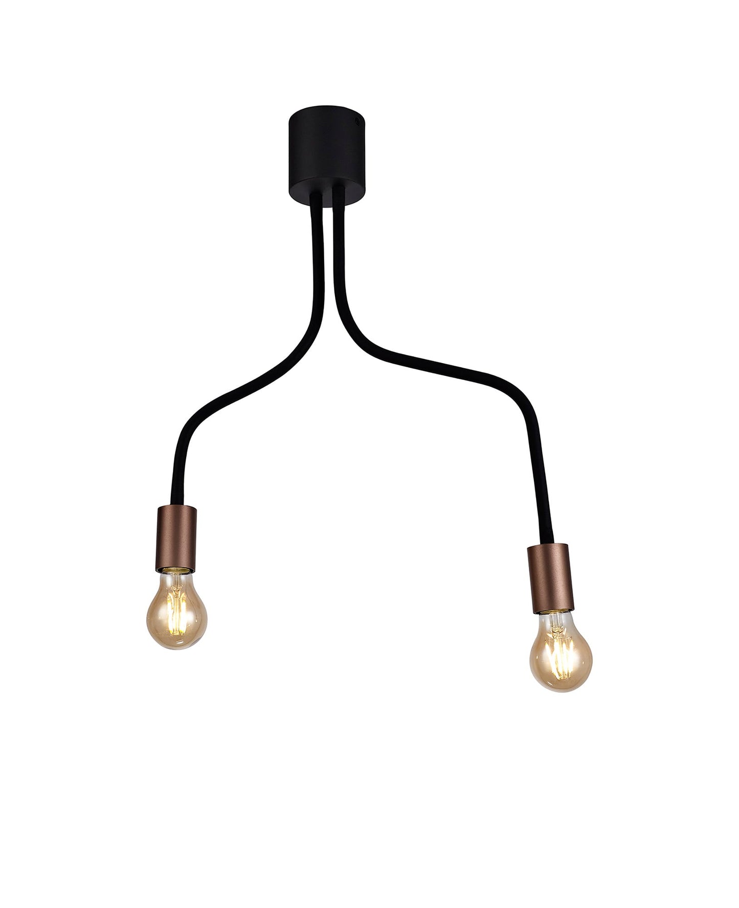 Moss Flexible Ceiling 2 Light E27, Satin Black and Brushed Copper