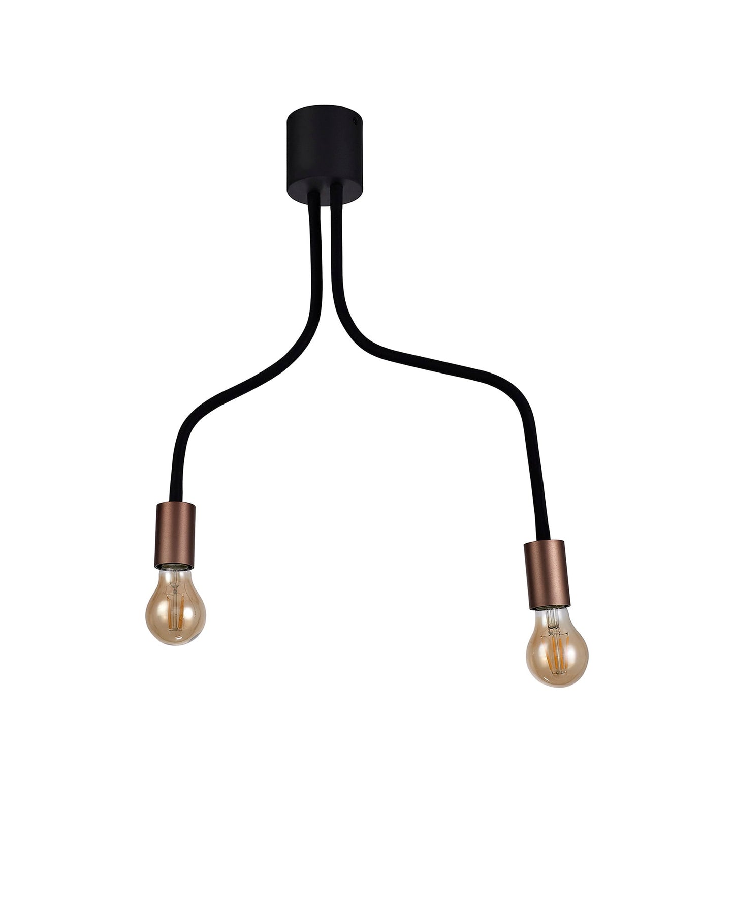 Moss Flexible Ceiling 2 Light E27, Satin Black and Brushed Copper