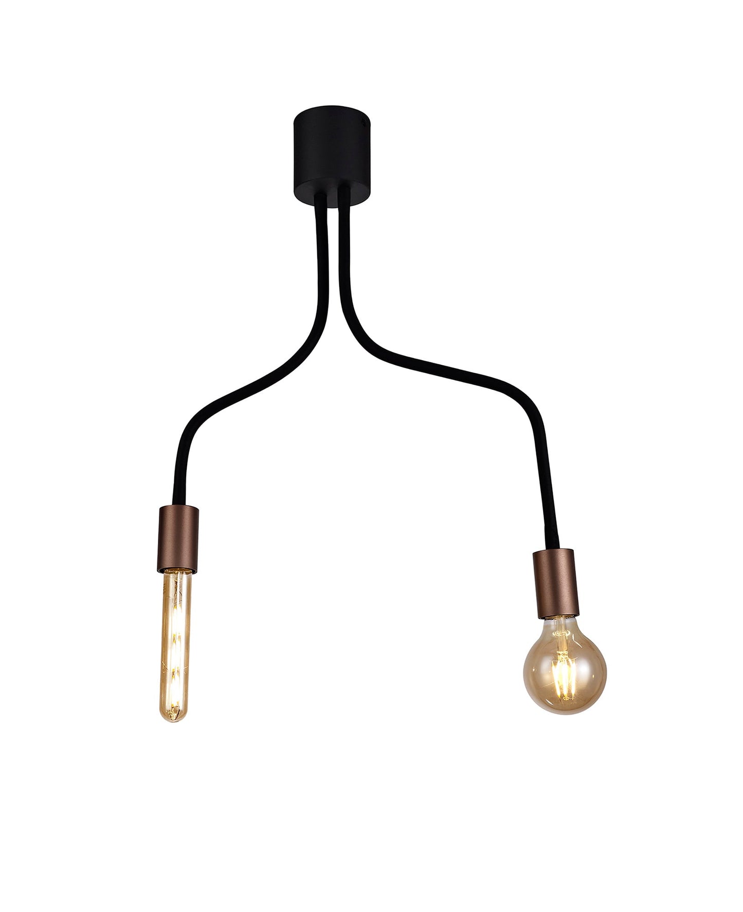 Moss Flexible Ceiling 2 Light E27, Satin Black and Brushed Copper