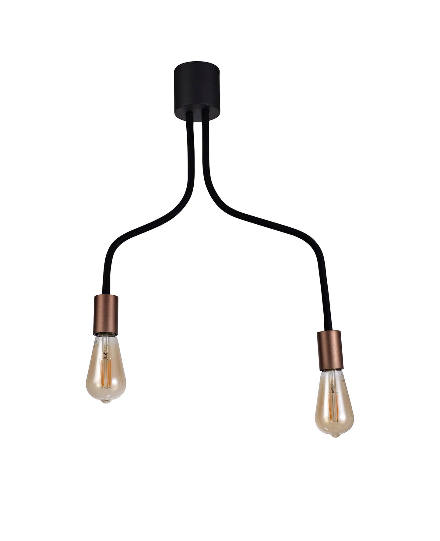 Moss Flexible Ceiling 2 Light E27, Satin Black and Brushed Copper