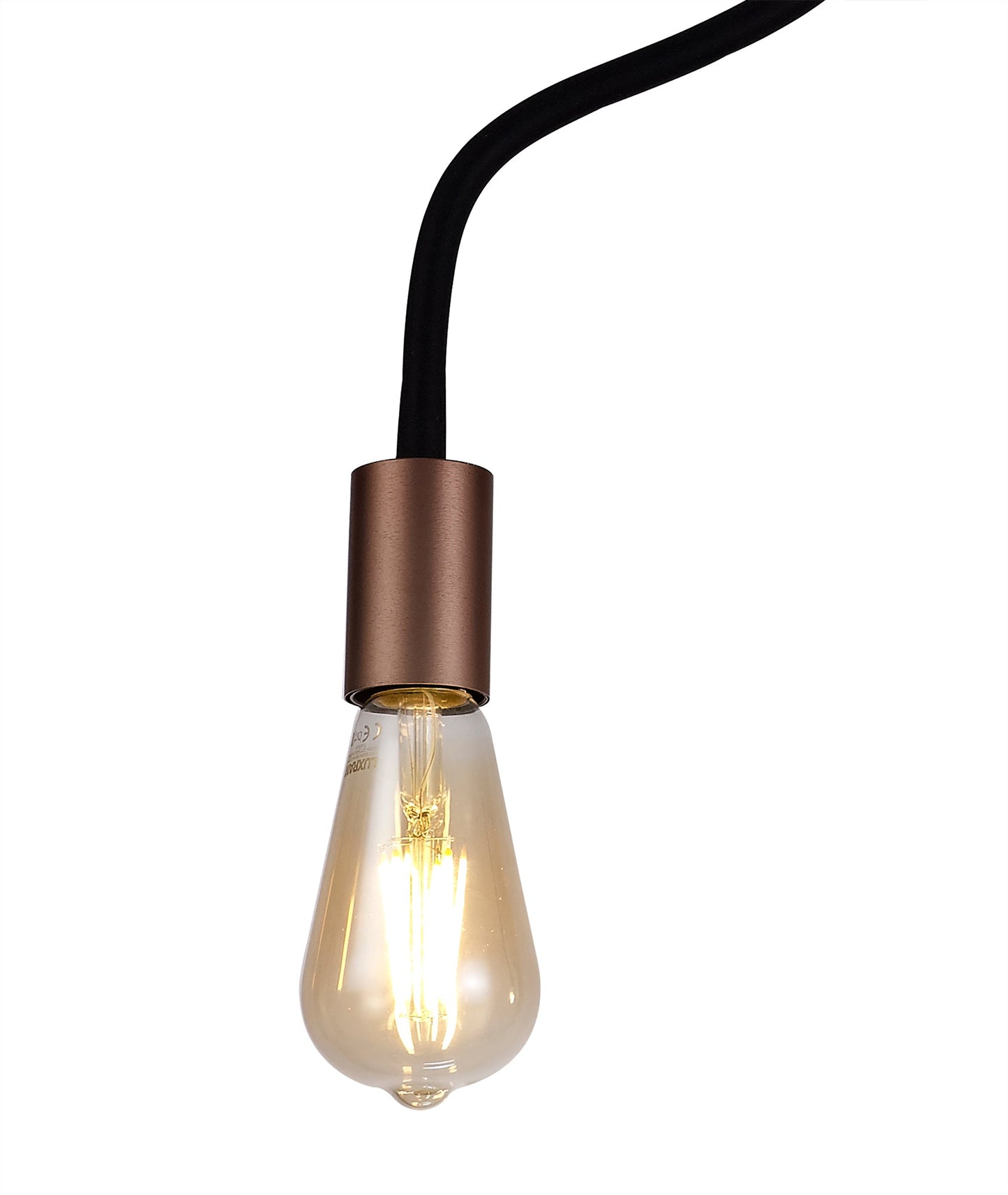 Moss Flexible Ceiling 2 Light E27, Satin Black and Brushed Copper