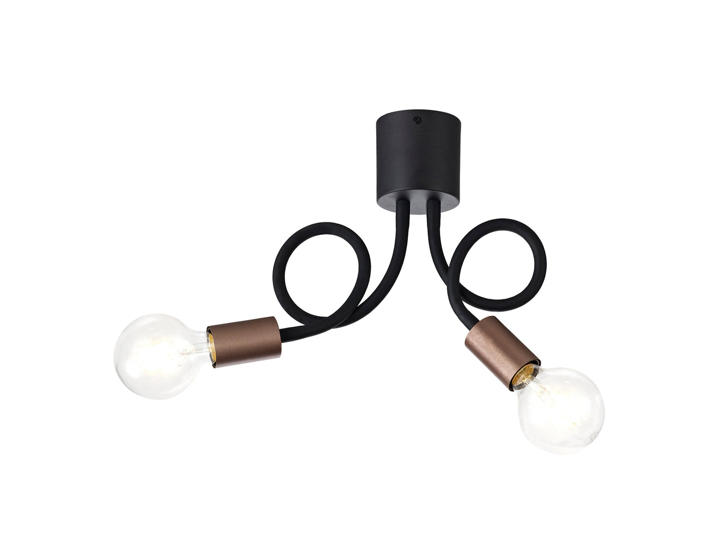 Moss Flexible Ceiling 2 Light E27, Satin Black and Brushed Copper