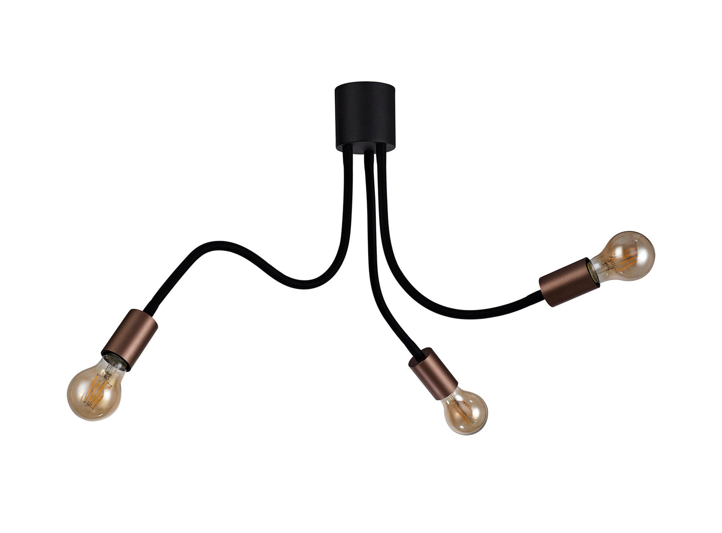 Moss Flexible Ceiling 3 Light E27, Satin Black and Brushed Copper