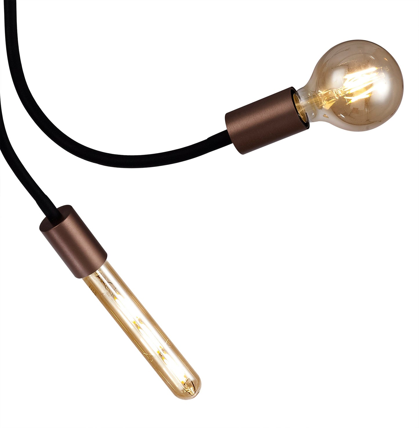 Moss Flexible Ceiling 3 Light E27, Satin Black and Brushed Copper