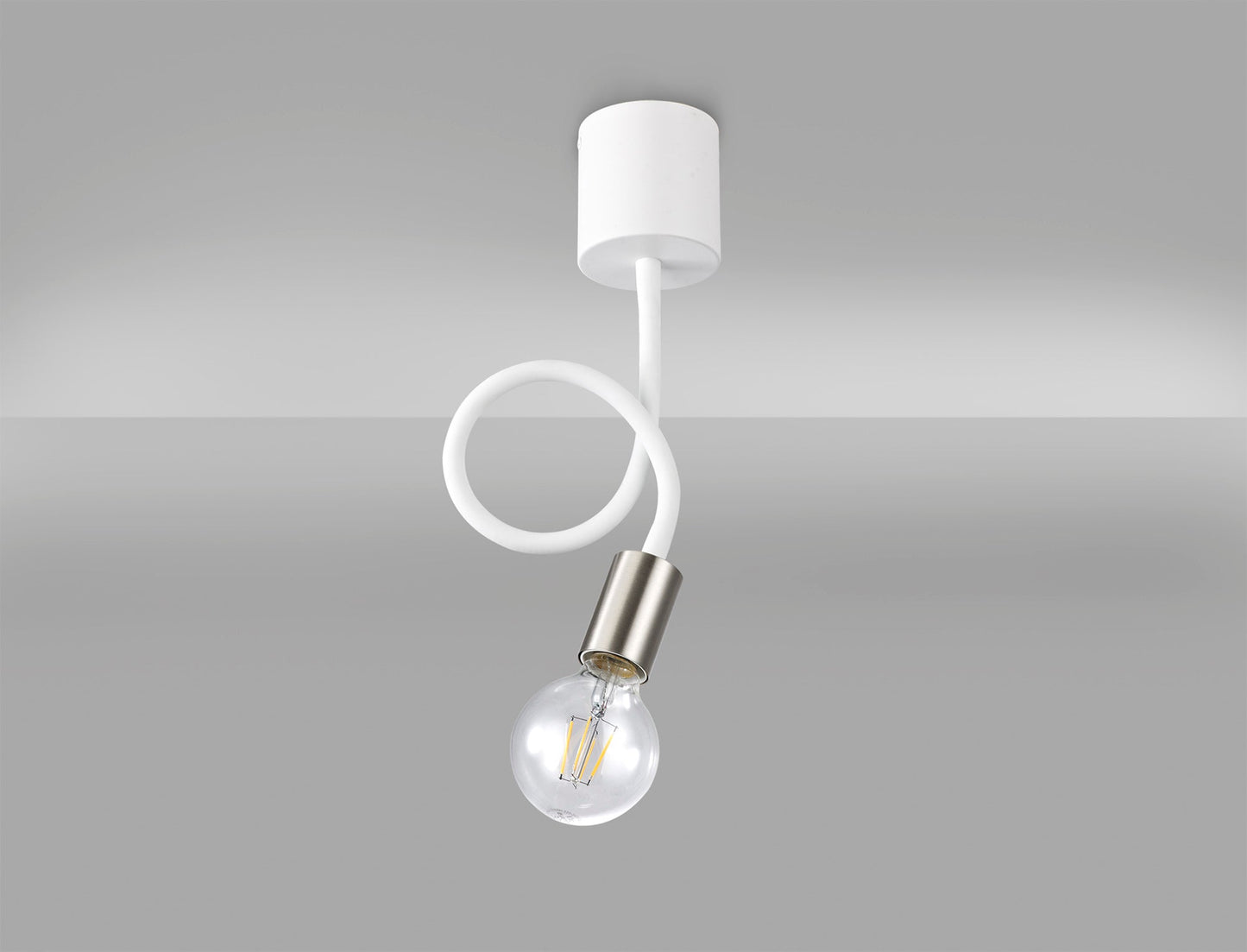Moss Flexible Ceiling 1 Light E27 Satin White and Satin Nickel