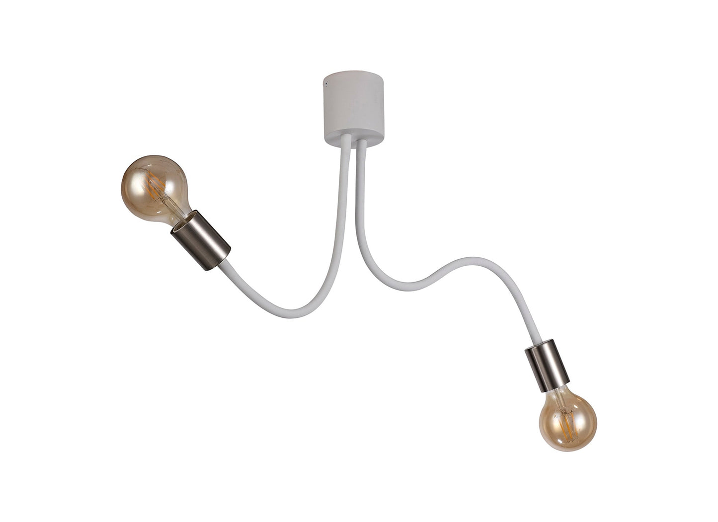 Moss Flexible Ceiling 2 Light E27 Satin White and Satin Nickel
