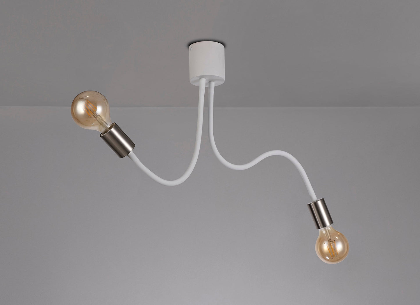 Moss Flexible Ceiling 2 Light E27 Satin White and Satin Nickel