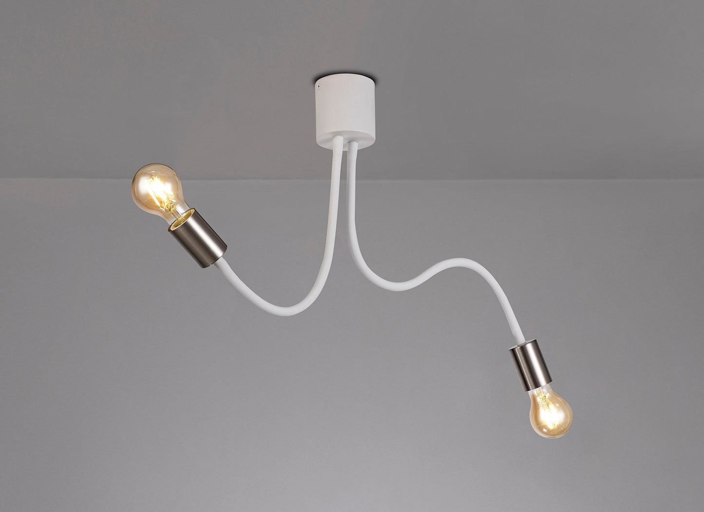 Moss Flexible Ceiling 2 Light E27 Satin White and Satin Nickel