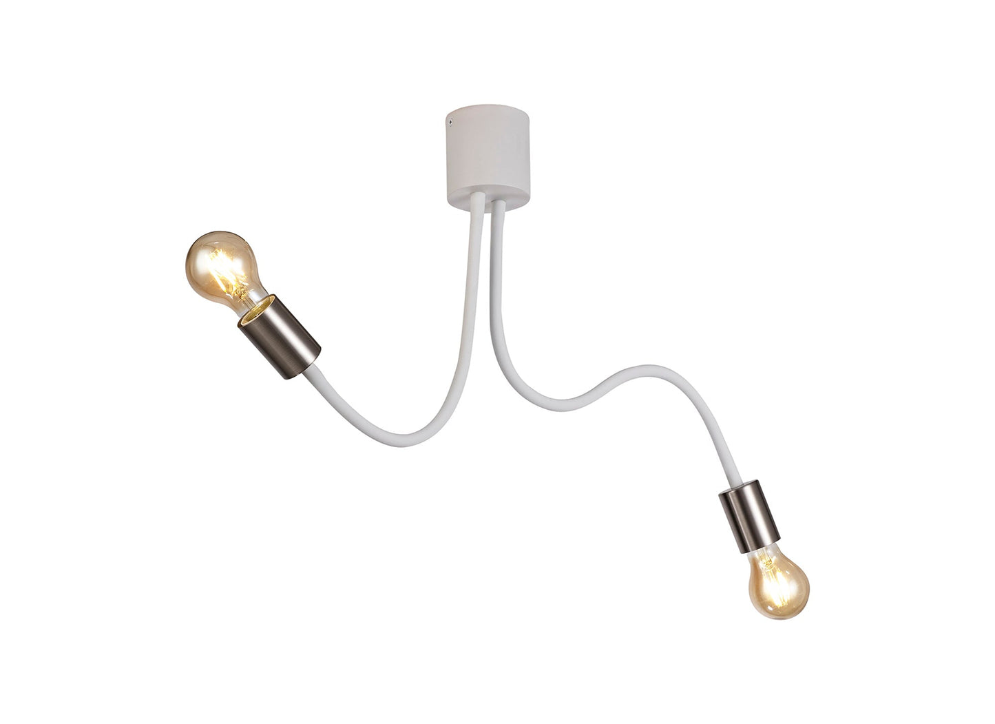 Moss Flexible Ceiling 2 Light E27 Satin White and Satin Nickel