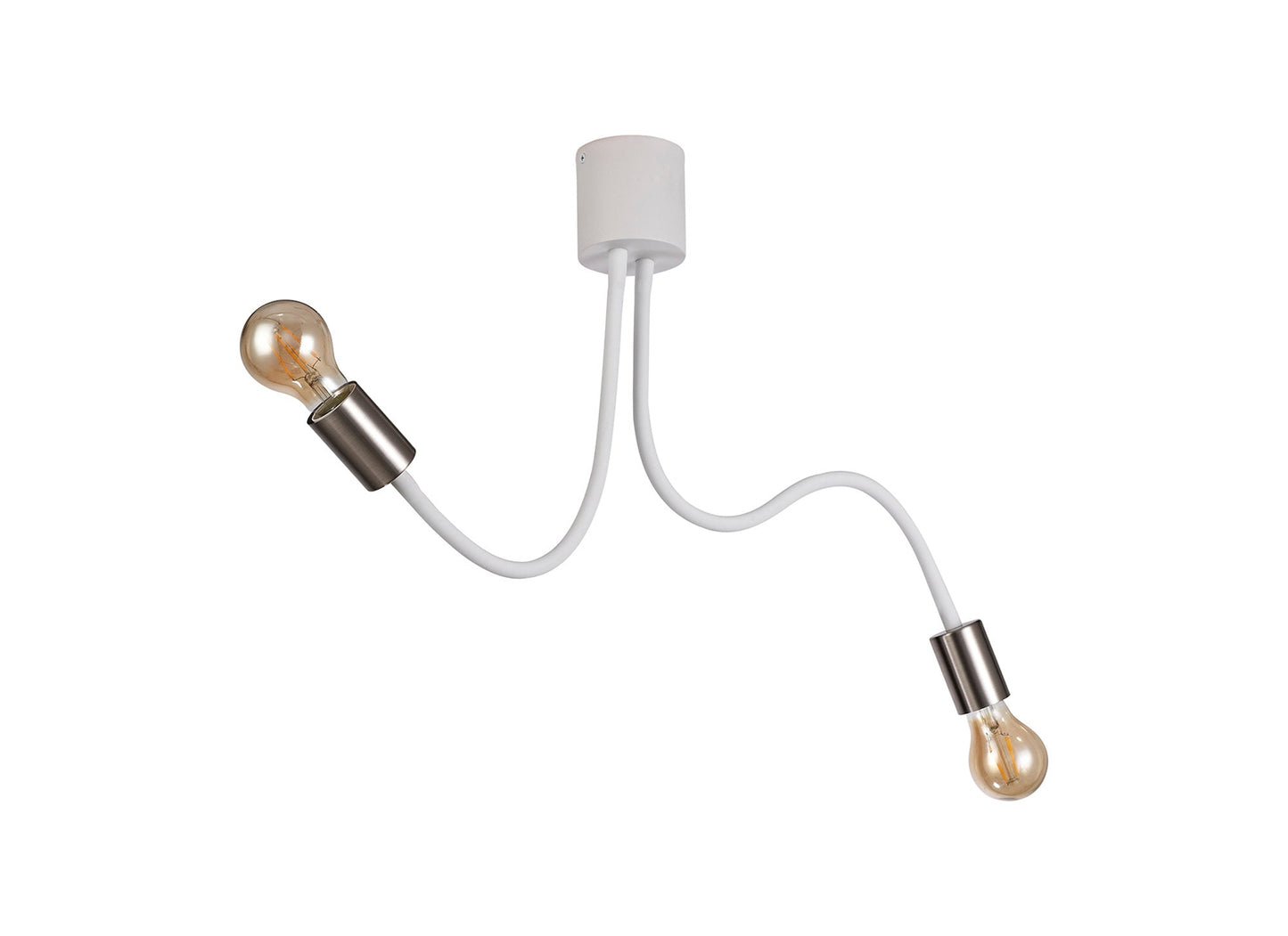 Moss Flexible Ceiling 2 Light E27 Satin White and Satin Nickel