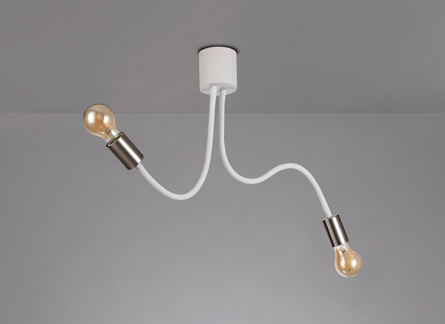 Moss Flexible Ceiling 2 Light E27 Satin White and Satin Nickel